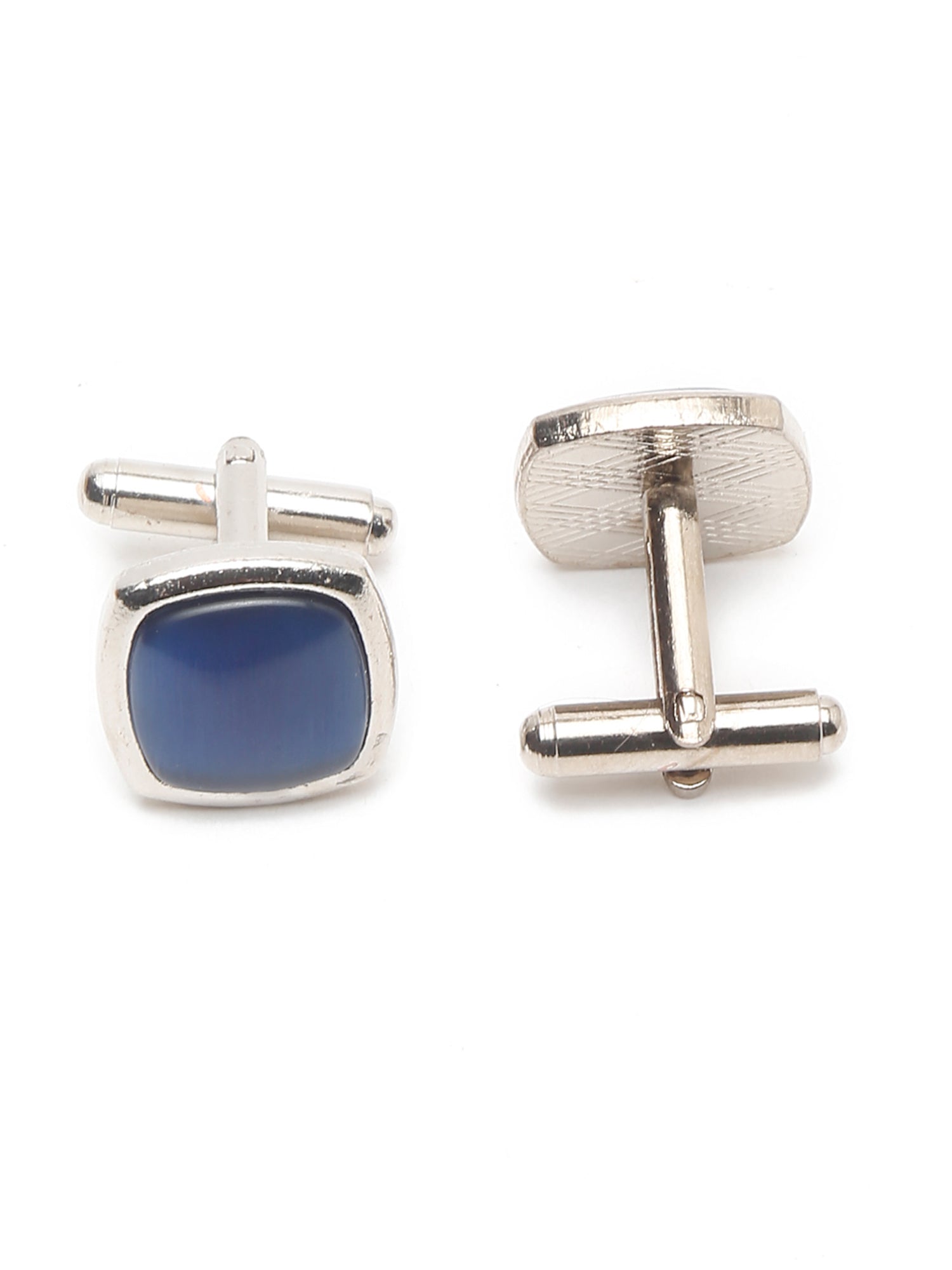 Cobalt Blue Luxury Italian Silk Necktie Set With Pocket Square Cufflinks Brooch Chrome Tie pin