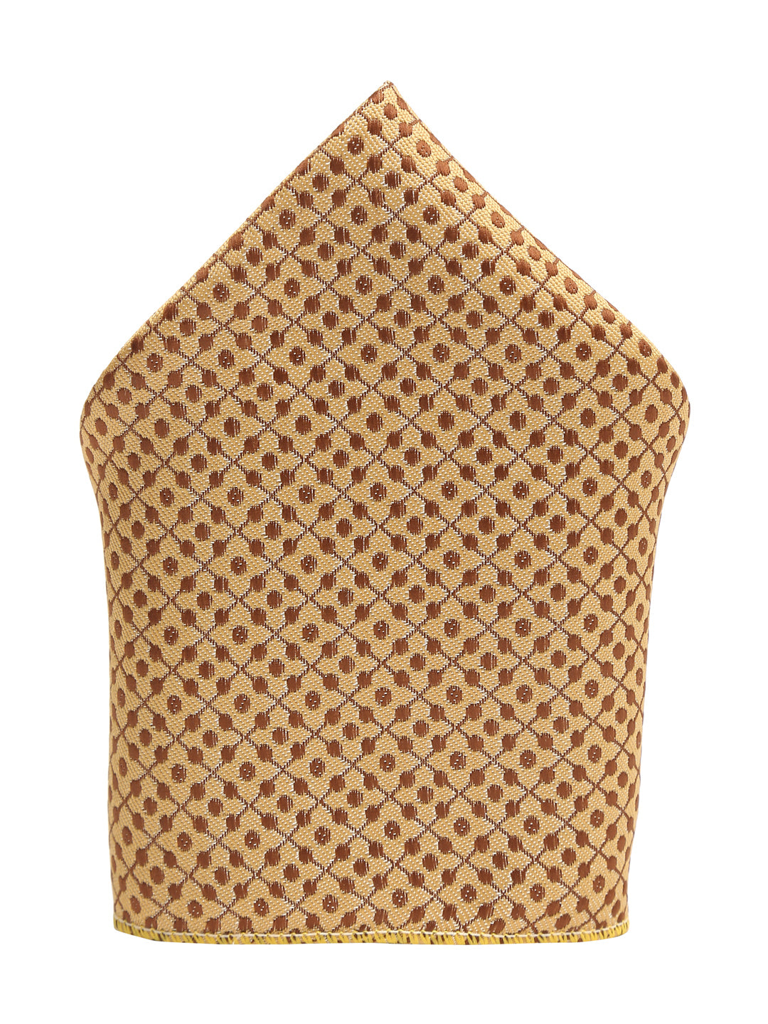 Cream Dotted Luxury Italian Silk Necktie Set With Pocket Square Cufflinks Brooch Gold Tie pin