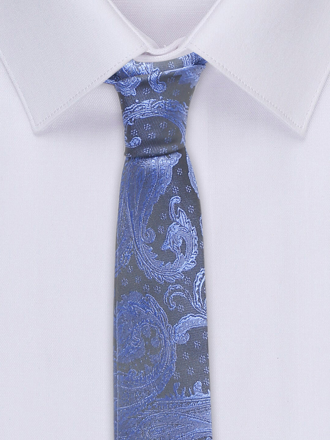 Royal Blue Luxury Italian Silk Necktie Set With Pocket Square Chrome Tie pin