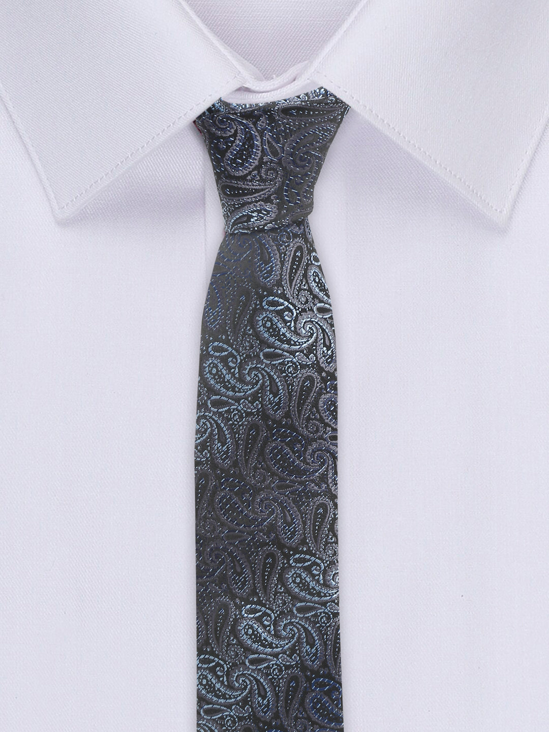 Spruce Blue Luxury Italian Silk Necktie Set With Pocket Square Chrome Tie pin