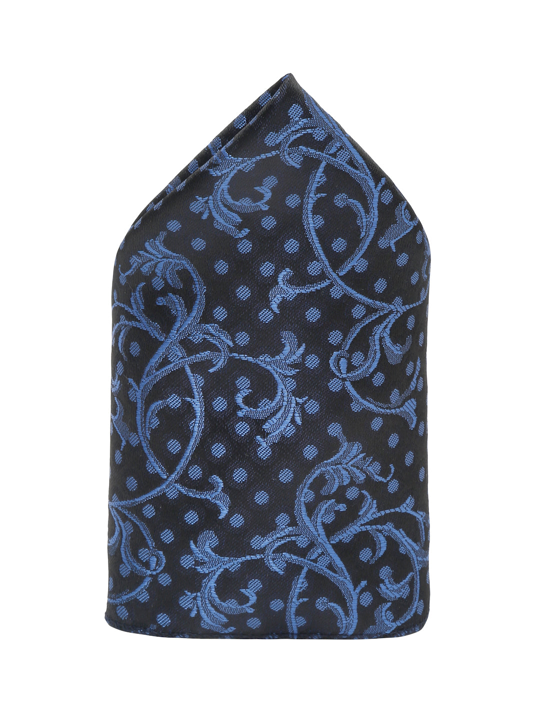 Prussian Blue Luxury Italian Silk Necktie Set With Pocket Square Chrome Tie pin