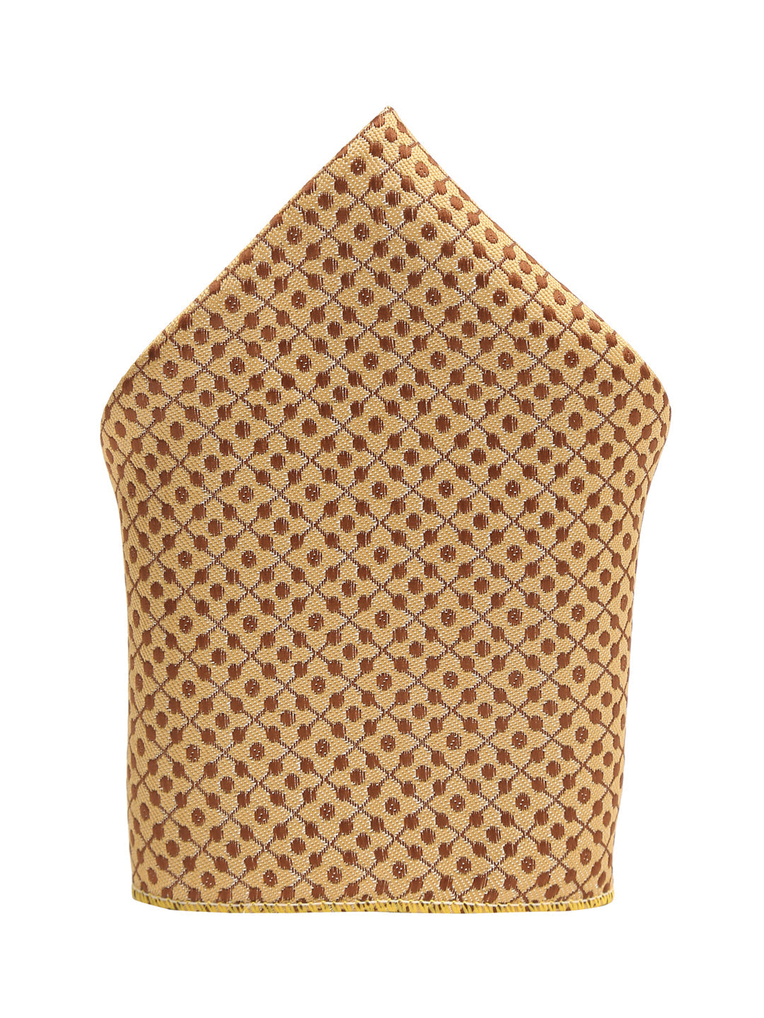 Cream Dotted Luxury Italian Silk Necktie Set With Pocket Square Chrome Tie pin