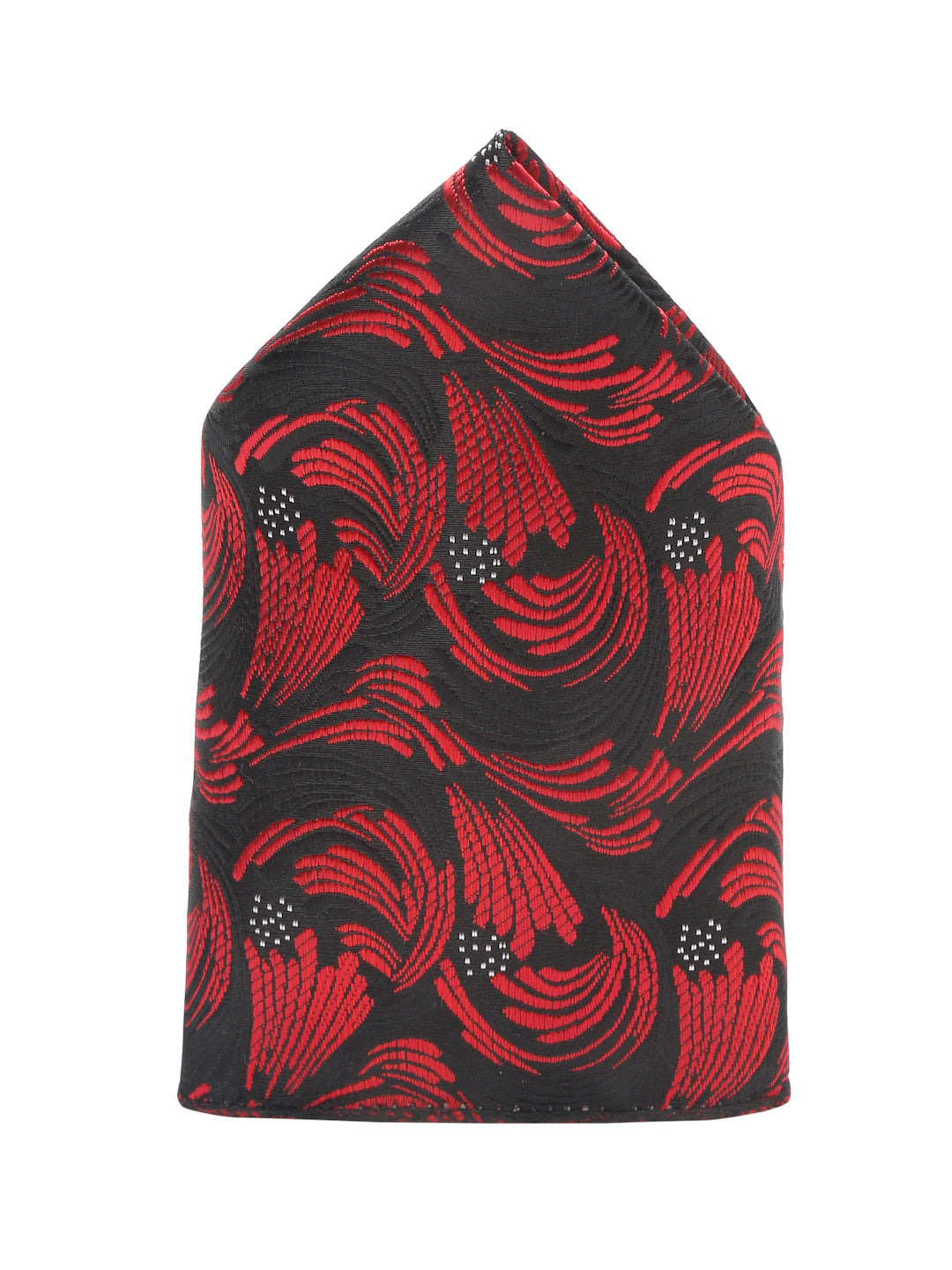 Ruby Red Luxury Italian Silk Necktie Set With Pocket Square Chrome Tie pin