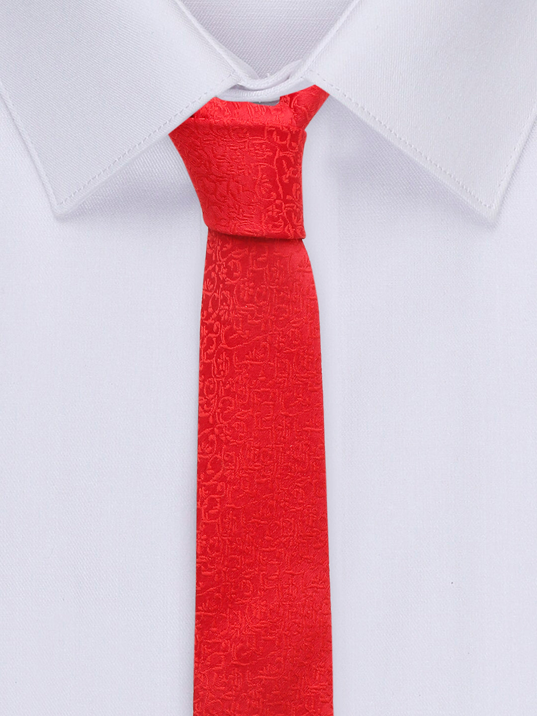 Ferrari Red Luxury Italian Silk Necktie Set With Pocket Square Chrome Tie pin