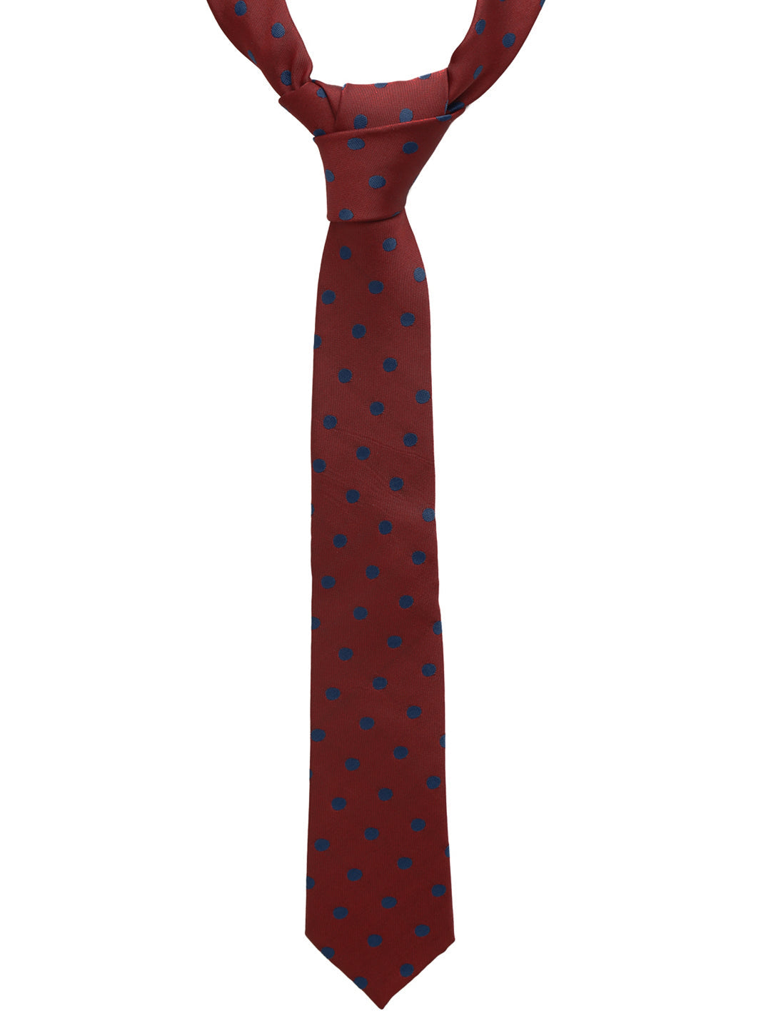 Polka Red Luxury Italian Silk Necktie Set With Pocket Square Chrome Tie pin