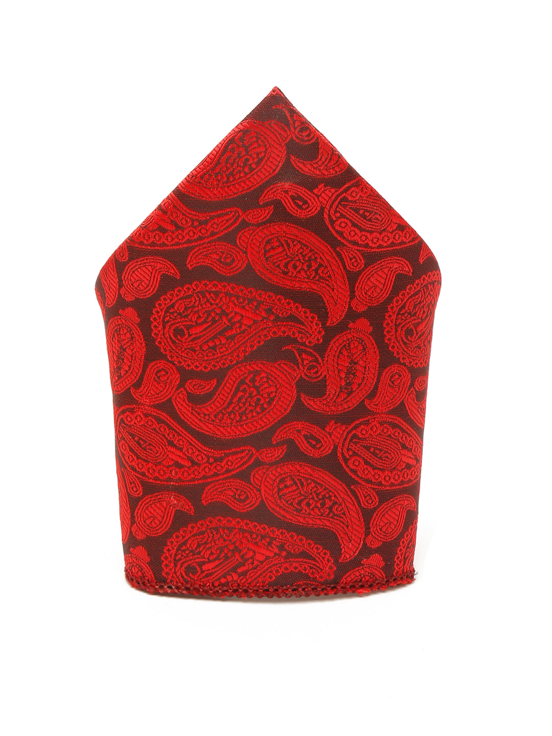 Floral Red Luxury Italian Silk Necktie Set With Pocket Square Chrome Tie pin