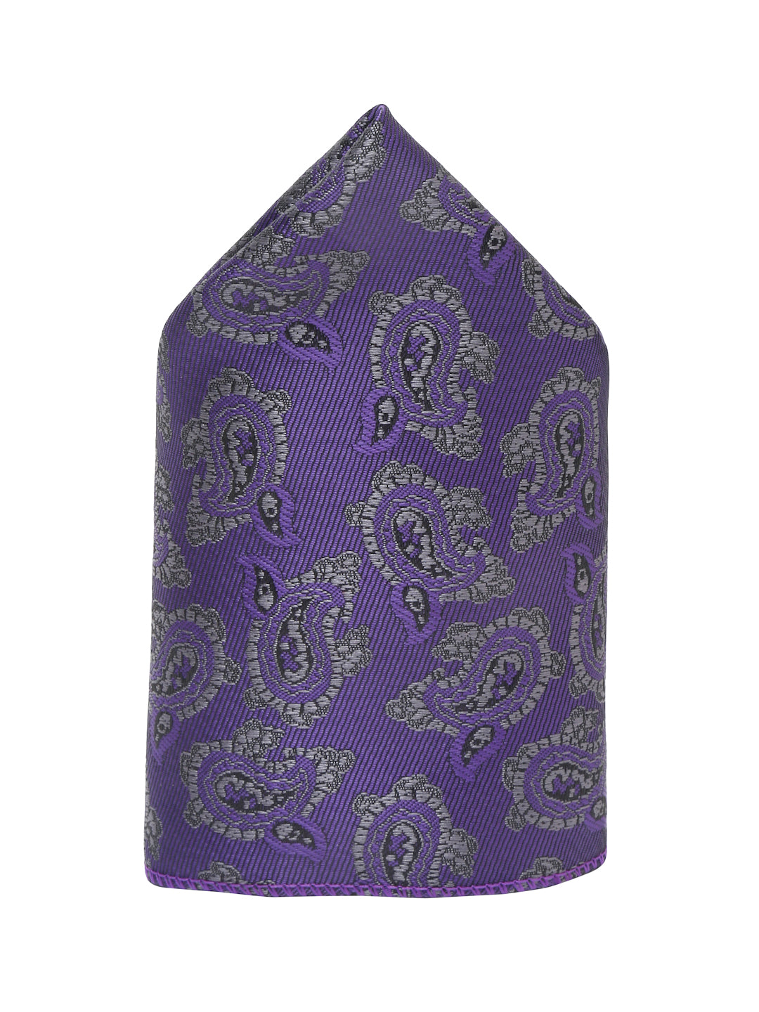 Iris Purple Luxury Italian Silk Necktie Set With Pocket Square Chrome Tie pin