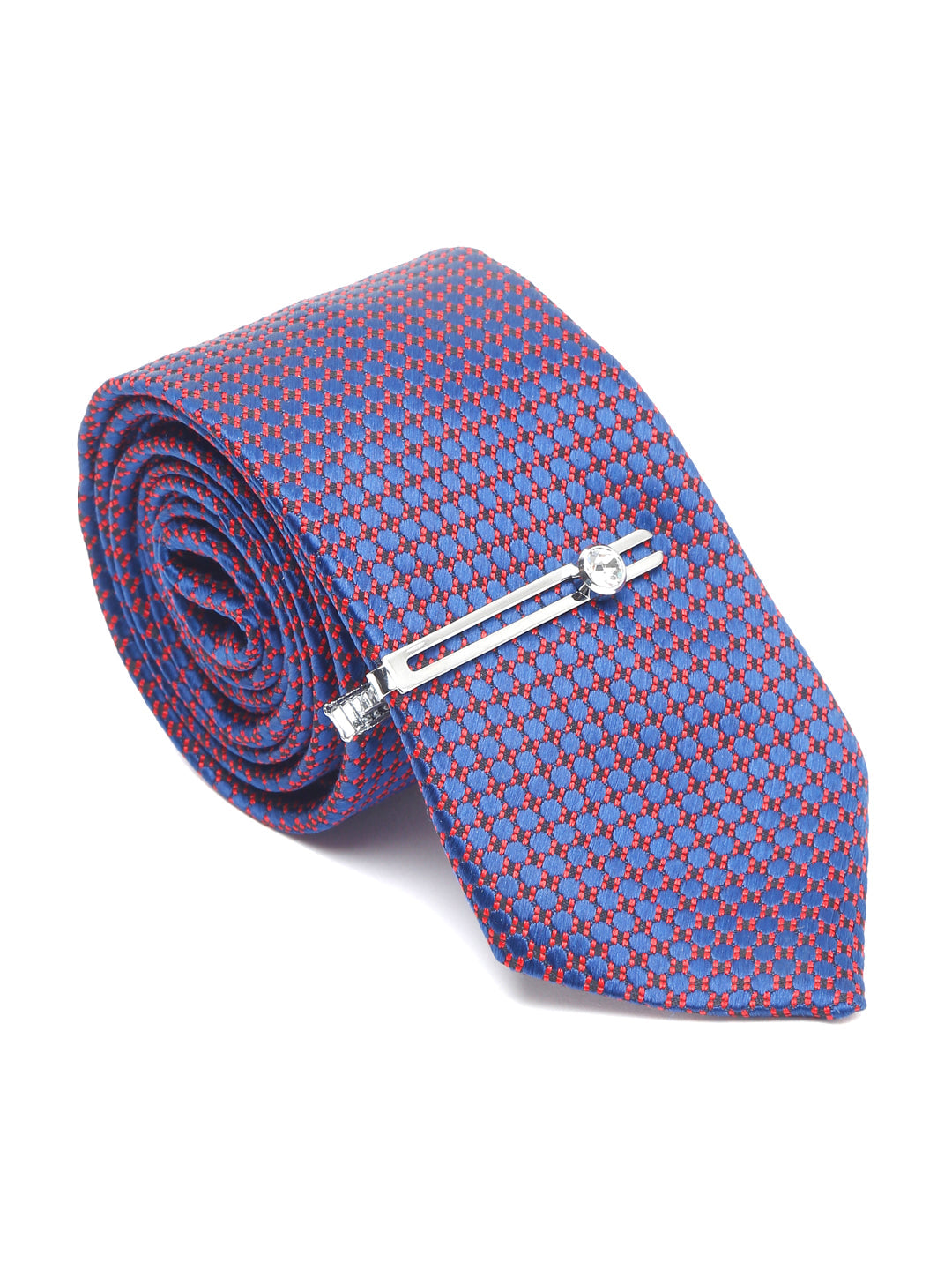 Multicolor Luxury Italian Silk Necktie Set With Pocket Square Chrome Tie pin