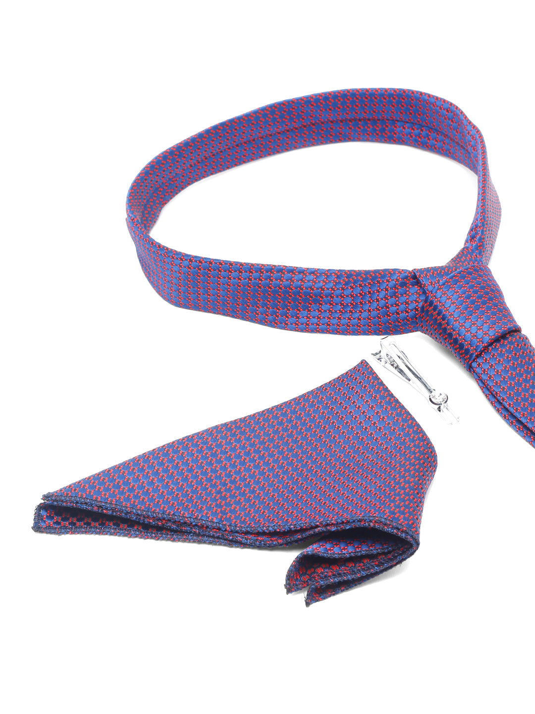 Multicolor Luxury Italian Silk Necktie Set With Pocket Square Chrome Tie pin