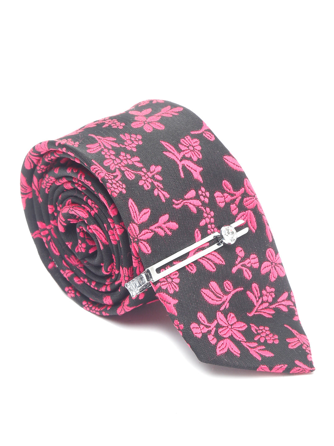 Mulberry Luxury Italian Silk Necktie Set With Pocket Square Chrome Tie pin