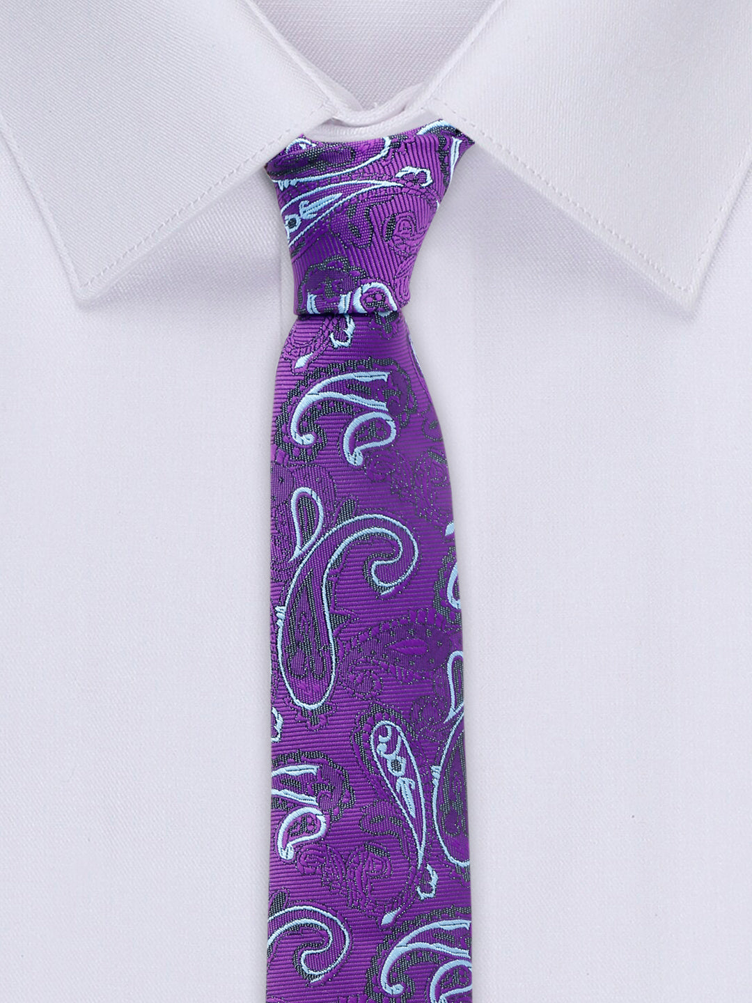 Purple Luxury Italian Silk Necktie Set With Pocket Square Chrome Tie pin