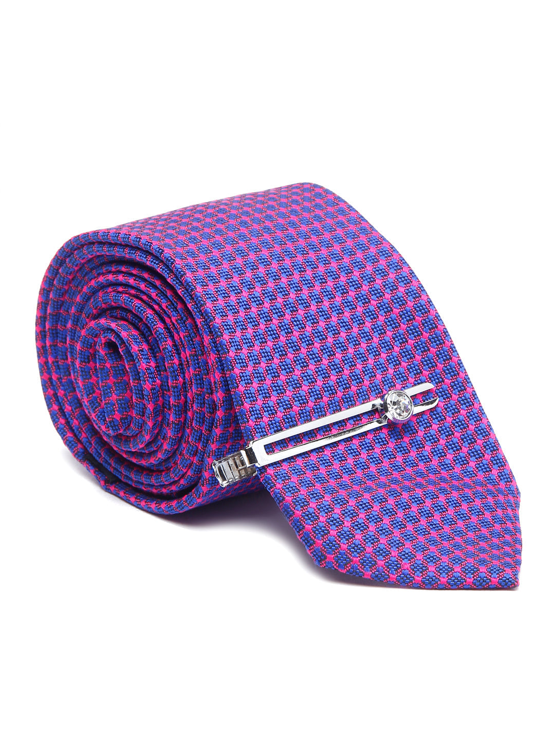 Violet Luxury Italian Silk Necktie Set With Pocket Square Chrome Tie pin