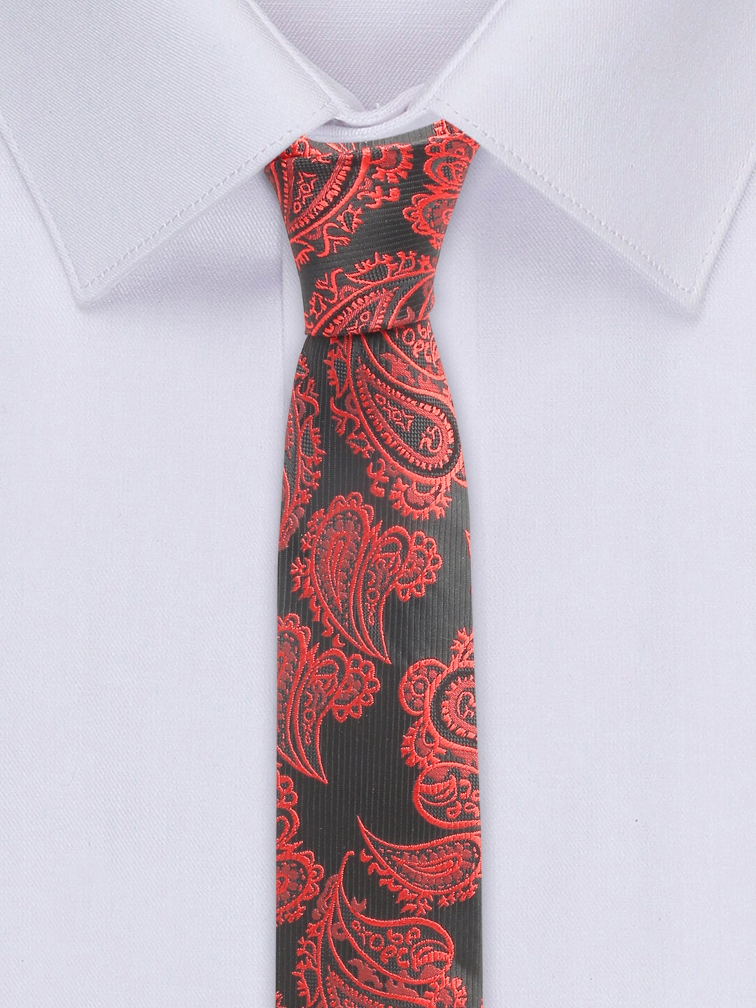 Imperial Red Luxury Italian Silk Necktie Set With Pocket Square Cufflinks Brooch Chrome Tie pin