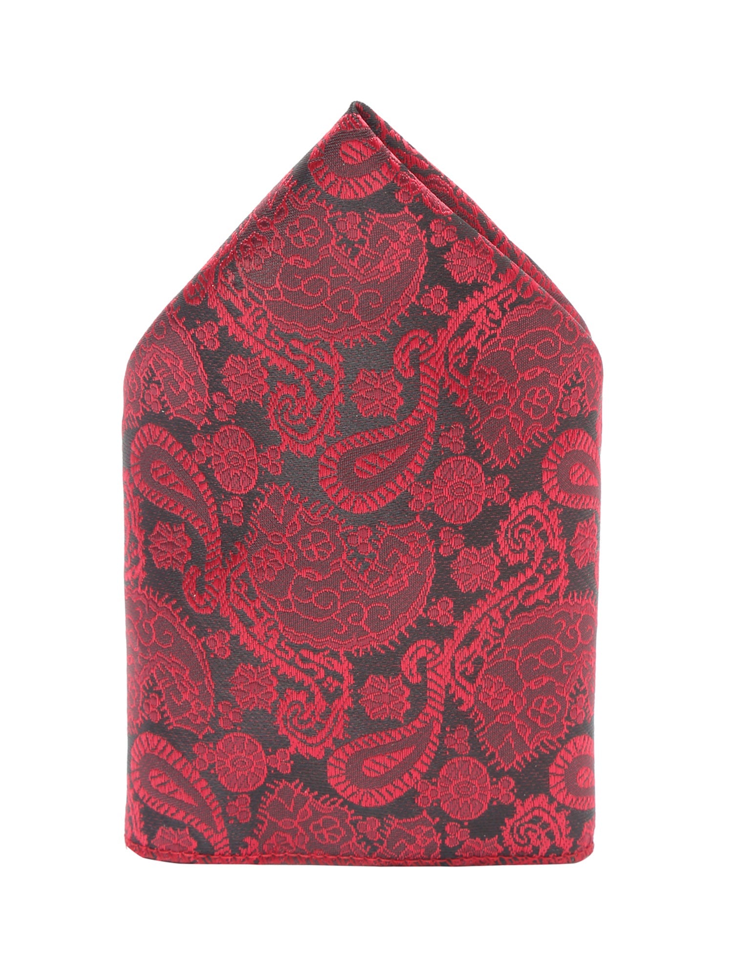 Crimson Red Luxury Italian Silk Necktie Set With Pocket Square Cufflinks Brooch Chrome Tie pin