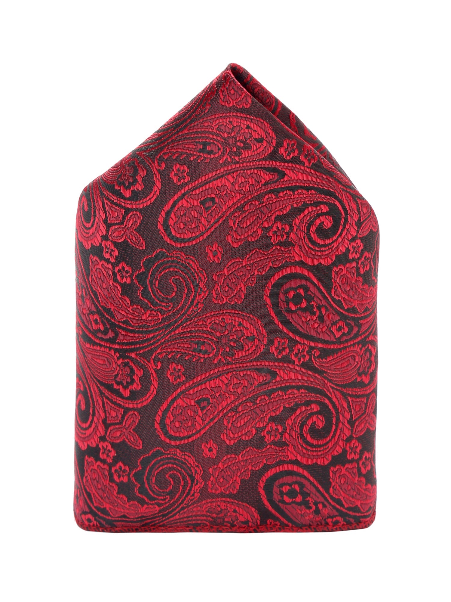 Persian Red Luxury Italian Silk Necktie Set With Pocket Square Cufflinks Brooch Chrome Tie pin