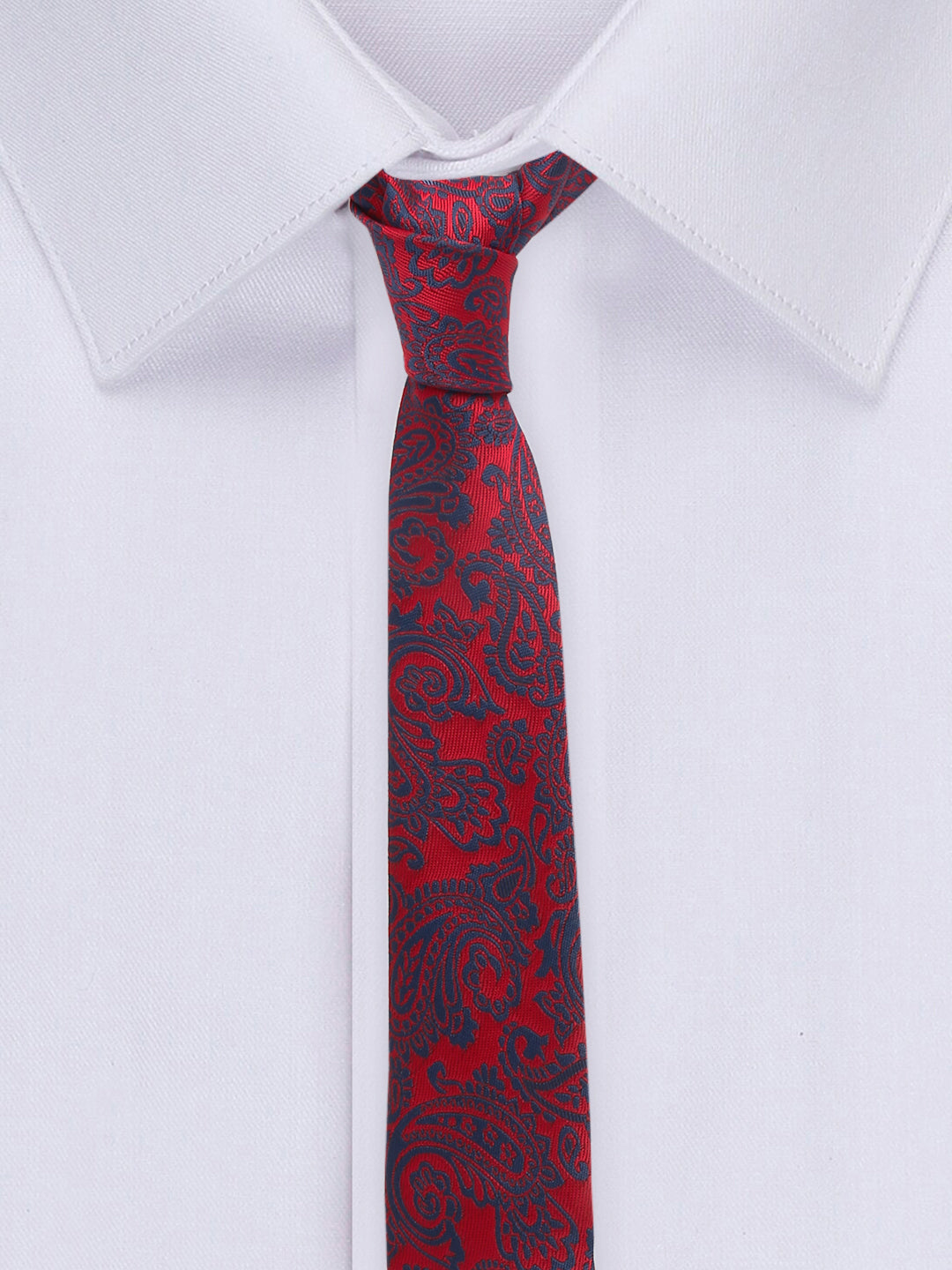 Candy Red Luxury Italian Silk Necktie Set With Pocket Square Cufflinks Brooch Chrome Tie pin