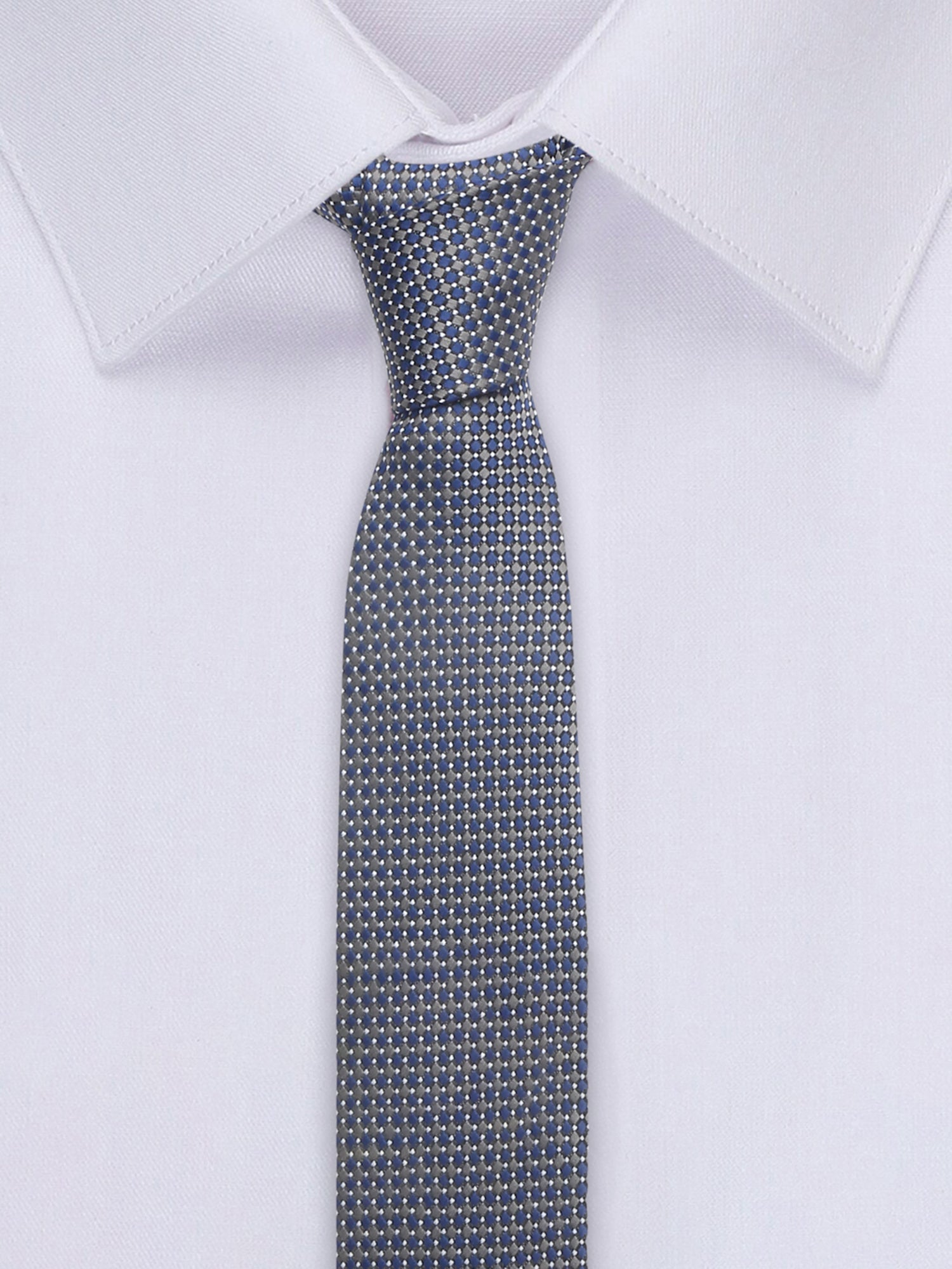 Blue Checkerd Luxury Italian Silk Necktie Set With Pocket Square Gold Tie pin