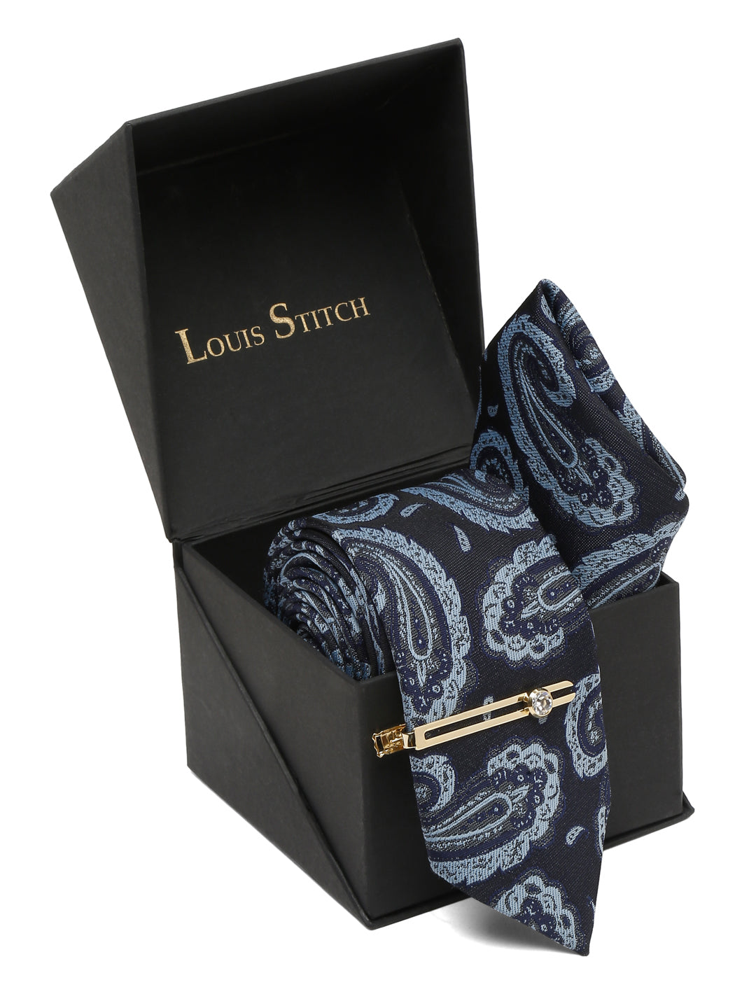 Turquoise Blue Luxury Italian Silk Necktie Set With Pocket Square Gold Tie pin