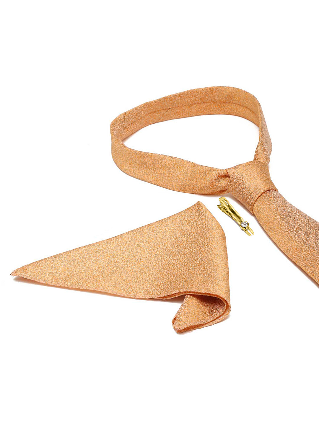 Cream Luxury Italian Silk Necktie Set With Pocket Square Cufflinks Brooch Gold Tie pin