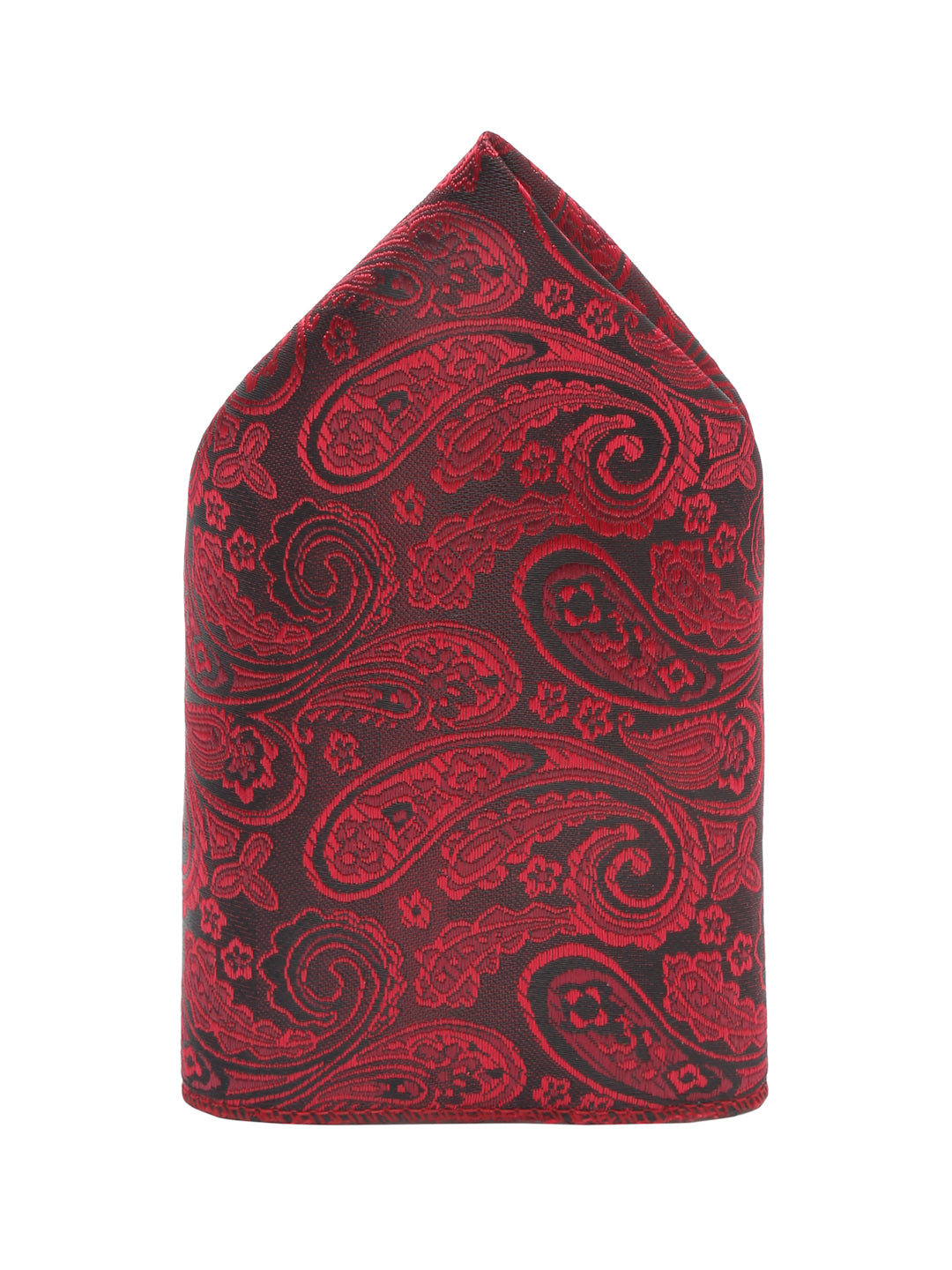 Persian Red Luxury Italian Silk Necktie Set With Pocket Square Gold Tie pin