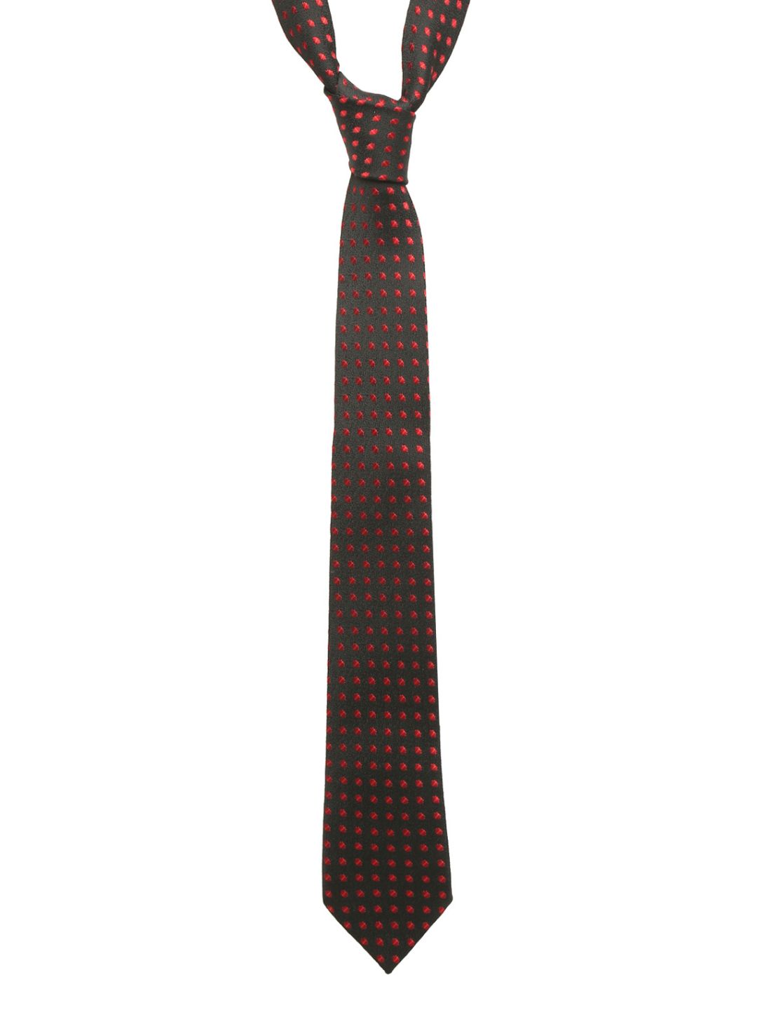 Polka Dotted Red Luxury Italian Silk Necktie Set With Pocket Square Gold Tie pin