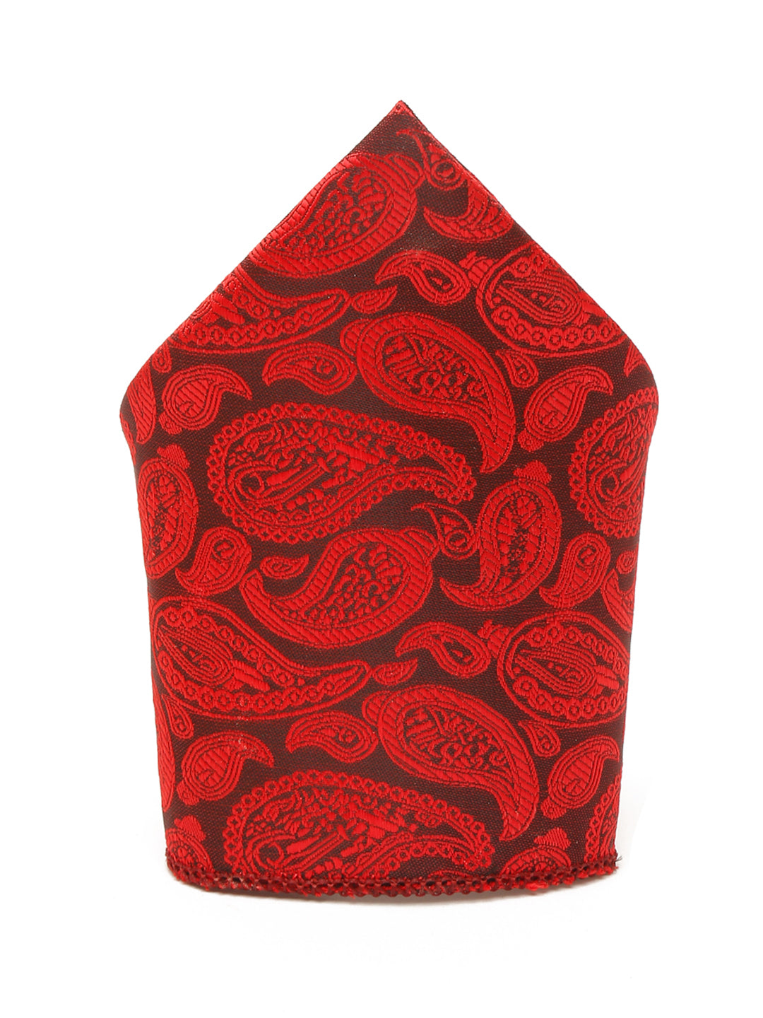 Floral Red Luxury Italian Silk Necktie Set With Pocket Square Gold Tie pin