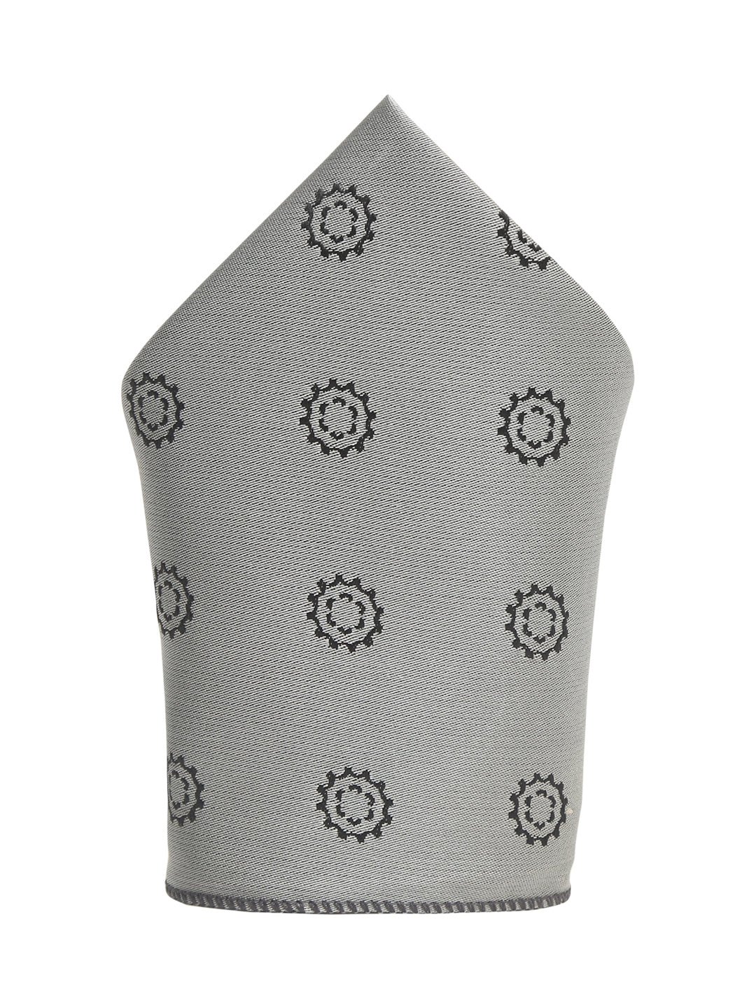 Polka Grey Luxury Italian Silk Necktie Set With Pocket Square Gold Tie pin