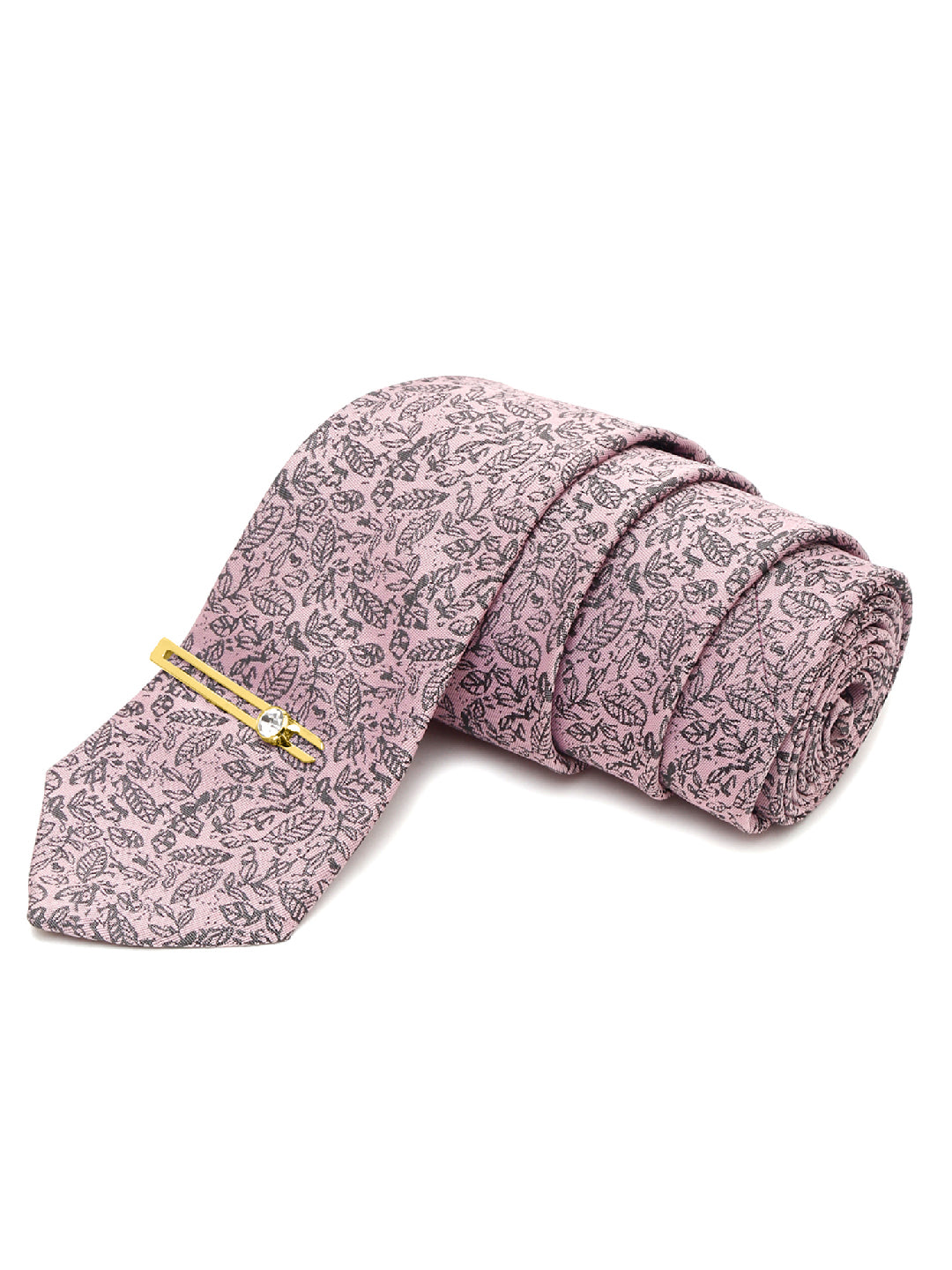 Baby Pink Luxury Italian Silk Necktie Set With Pocket Square Gold Tie pin