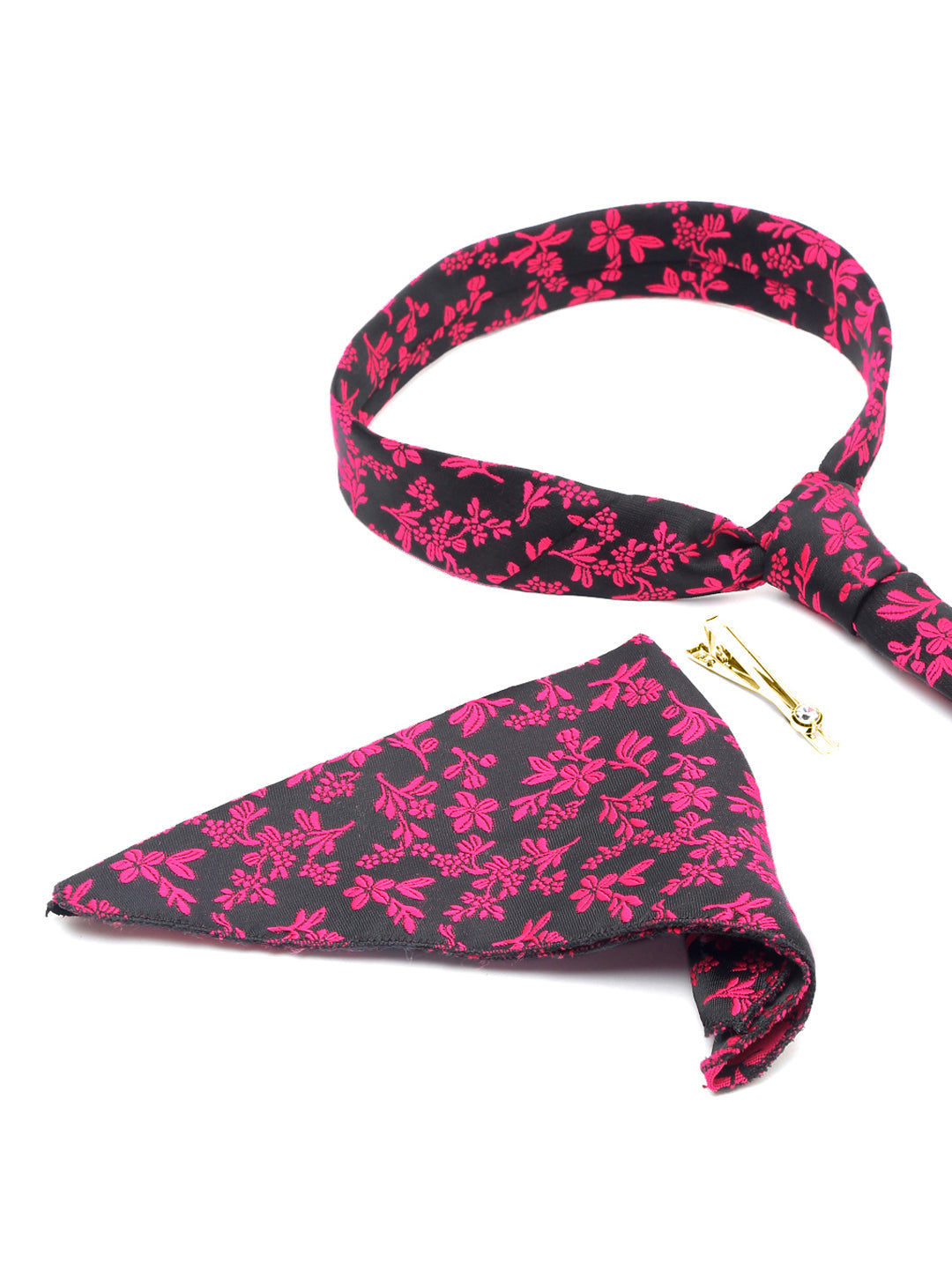 Mulberry Luxury Italian Silk Necktie Set With Pocket Square Gold Tie pin