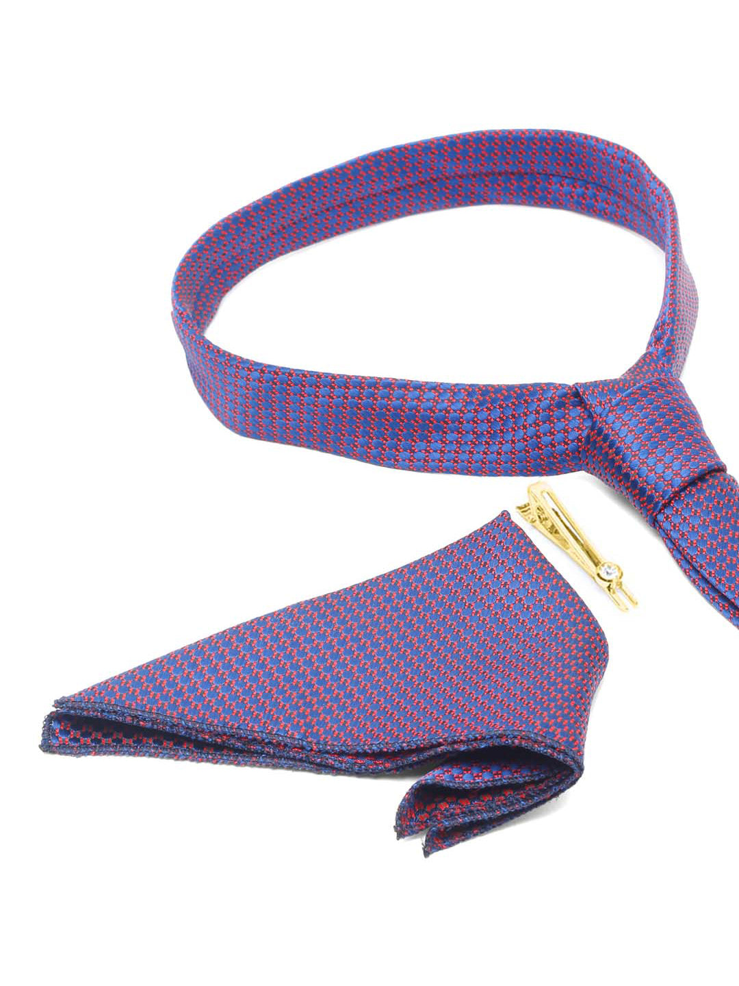 Dark Purple Luxury Italian Silk Necktie Set With Pocket Square Gold Tie pin