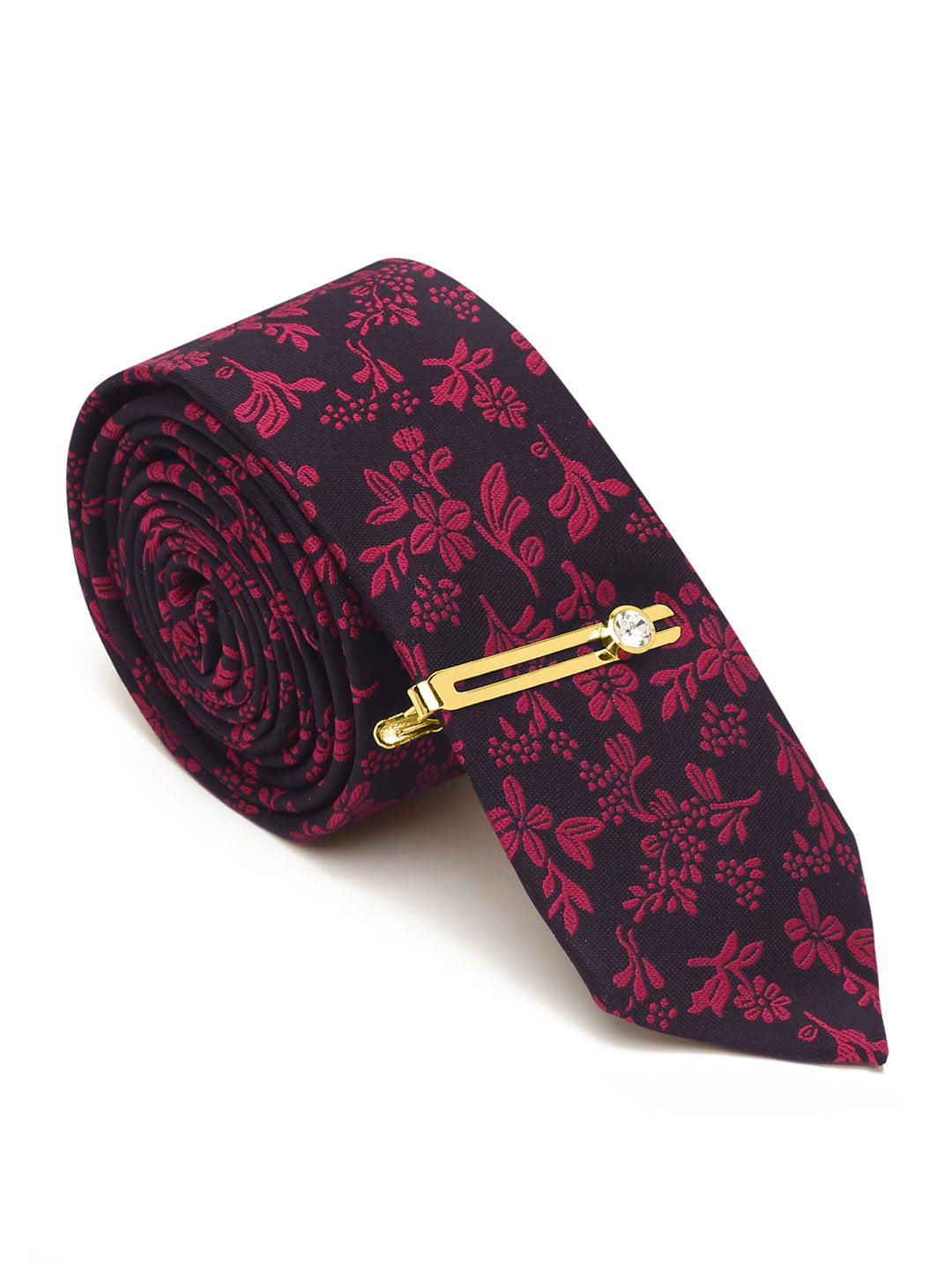 Rasin Pink Luxury Italian Silk Necktie Set With Pocket Square Gold Tie pin