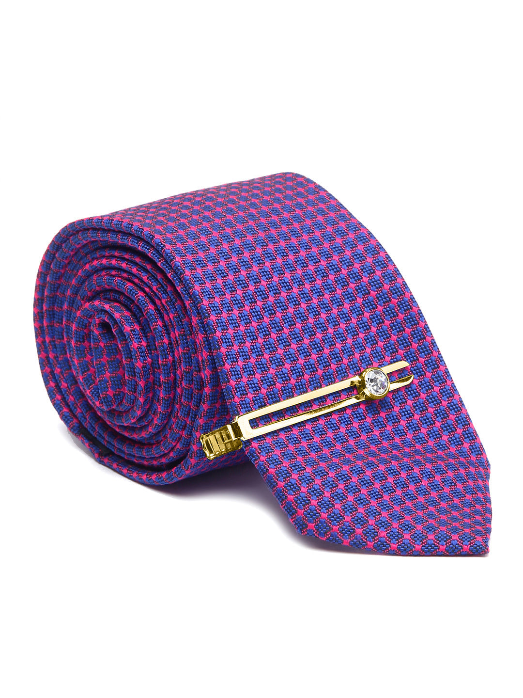 Violet Luxury Italian Silk Necktie Set With Pocket Square Gold Tie pin