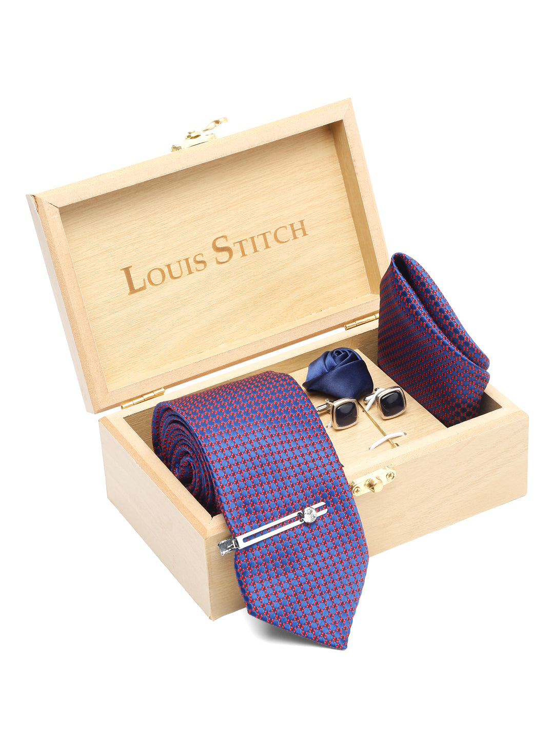 Dark Purple Luxury Italian Silk Necktie Set With Pocket Square Cufflinks Brooch Chrome Tie pin