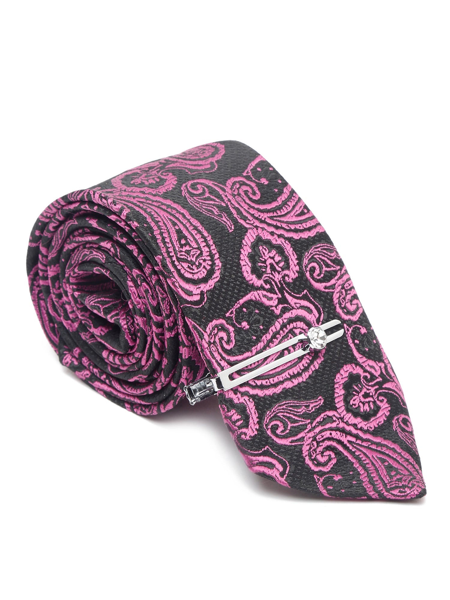 Orchid Purple Luxury Italian Silk Necktie Set With Pocket Square Cufflinks Brooch Chrome Tie pin