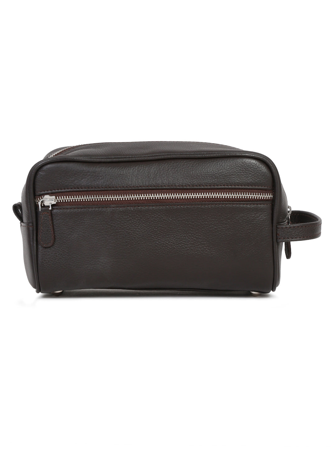 Men's Italian Milled Leather Toiletry Kit Travel Organizer Pouch with Multiple Compartments