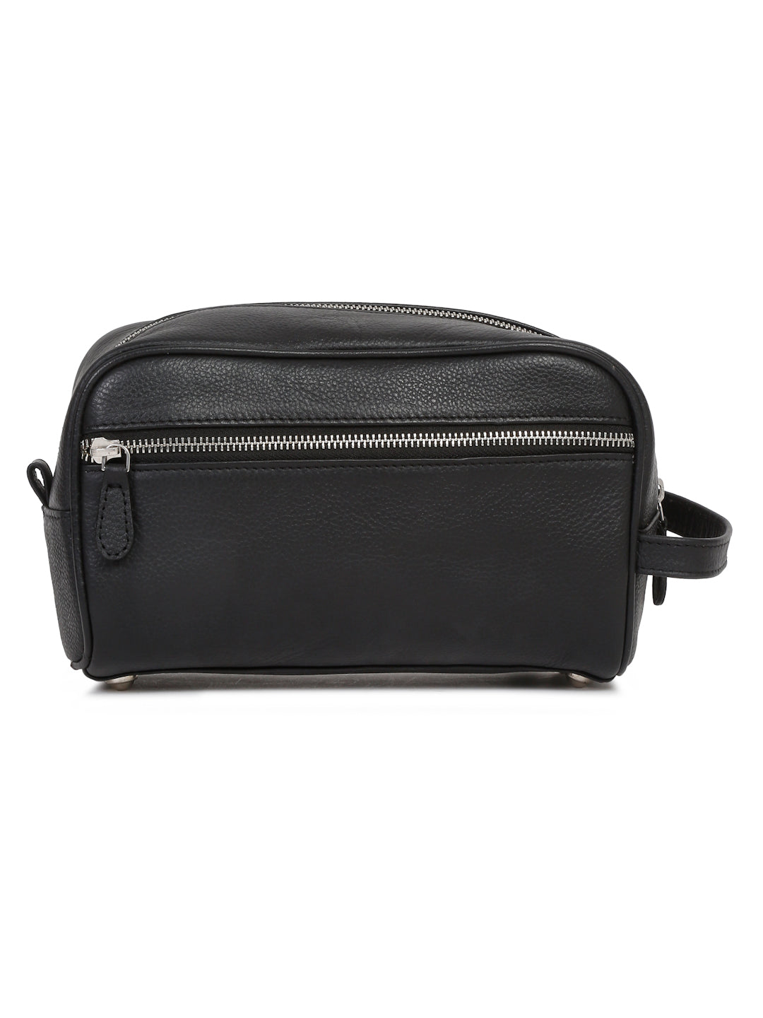 Men's Italian Milled Leather Toiletry Kit Travel Organizer Pouch with Multiple Compartments