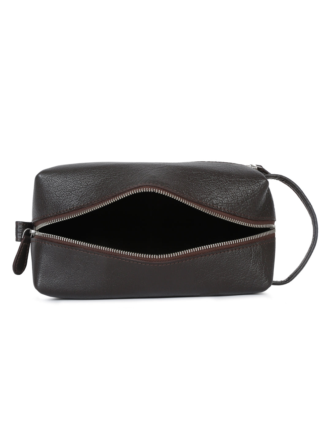 Men's Italian Shrunken Leather Toiletry Kit Travel Organizer Pouch with Multiple Compartments