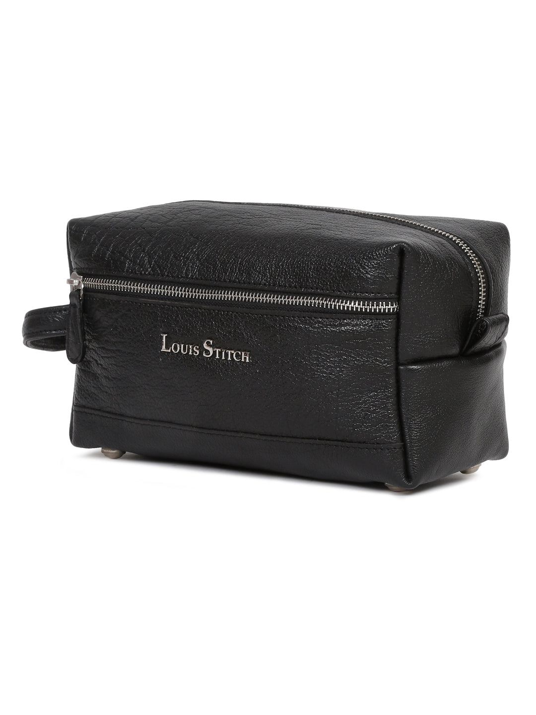 Men's Italian Shrunken Leather Toiletry Kit Travel Organizer Pouch with Multiple Compartments