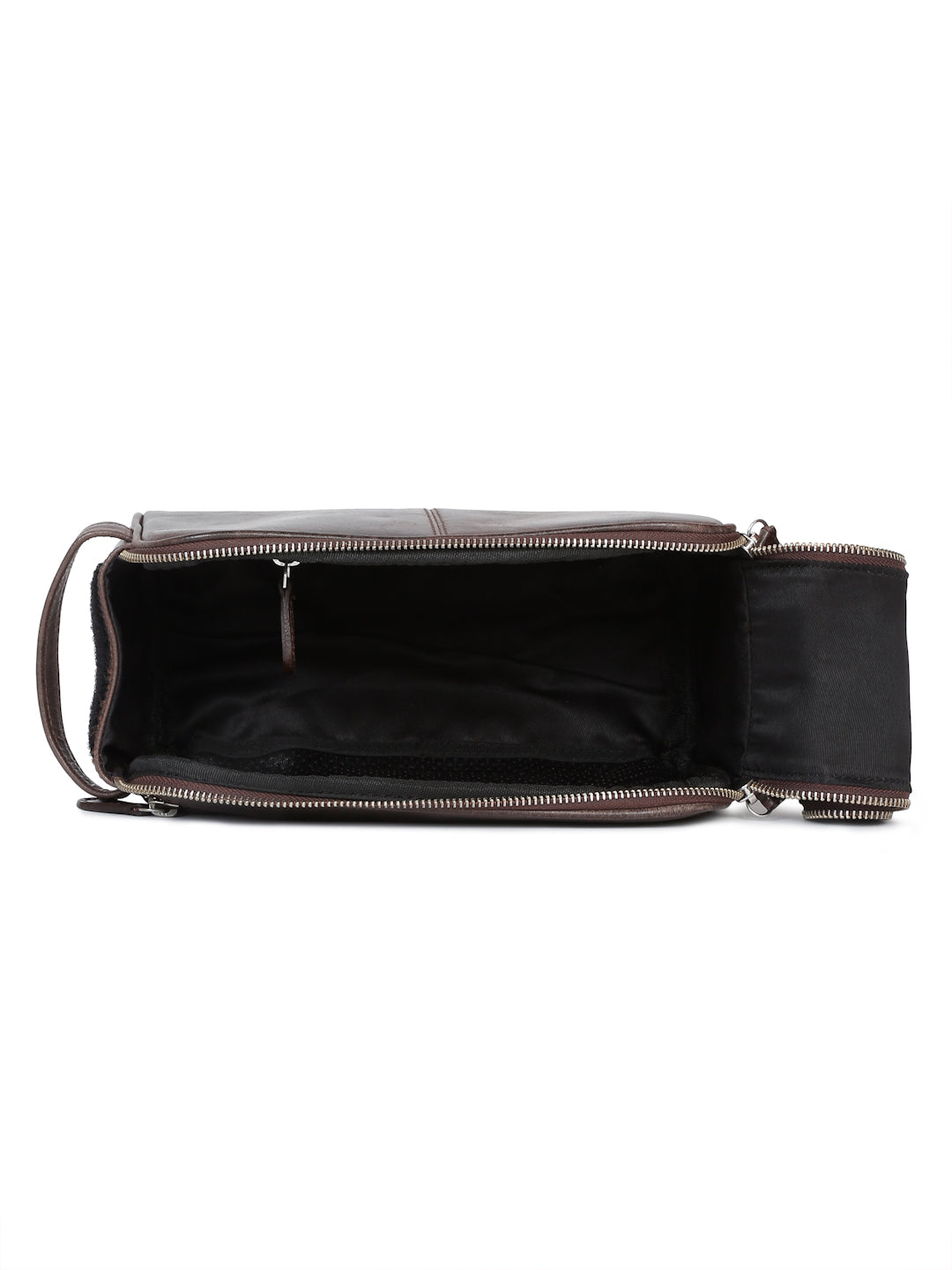 Men's Italian Leather Toiletry Kit Travel Organizer Pouch with Multiple Compartments