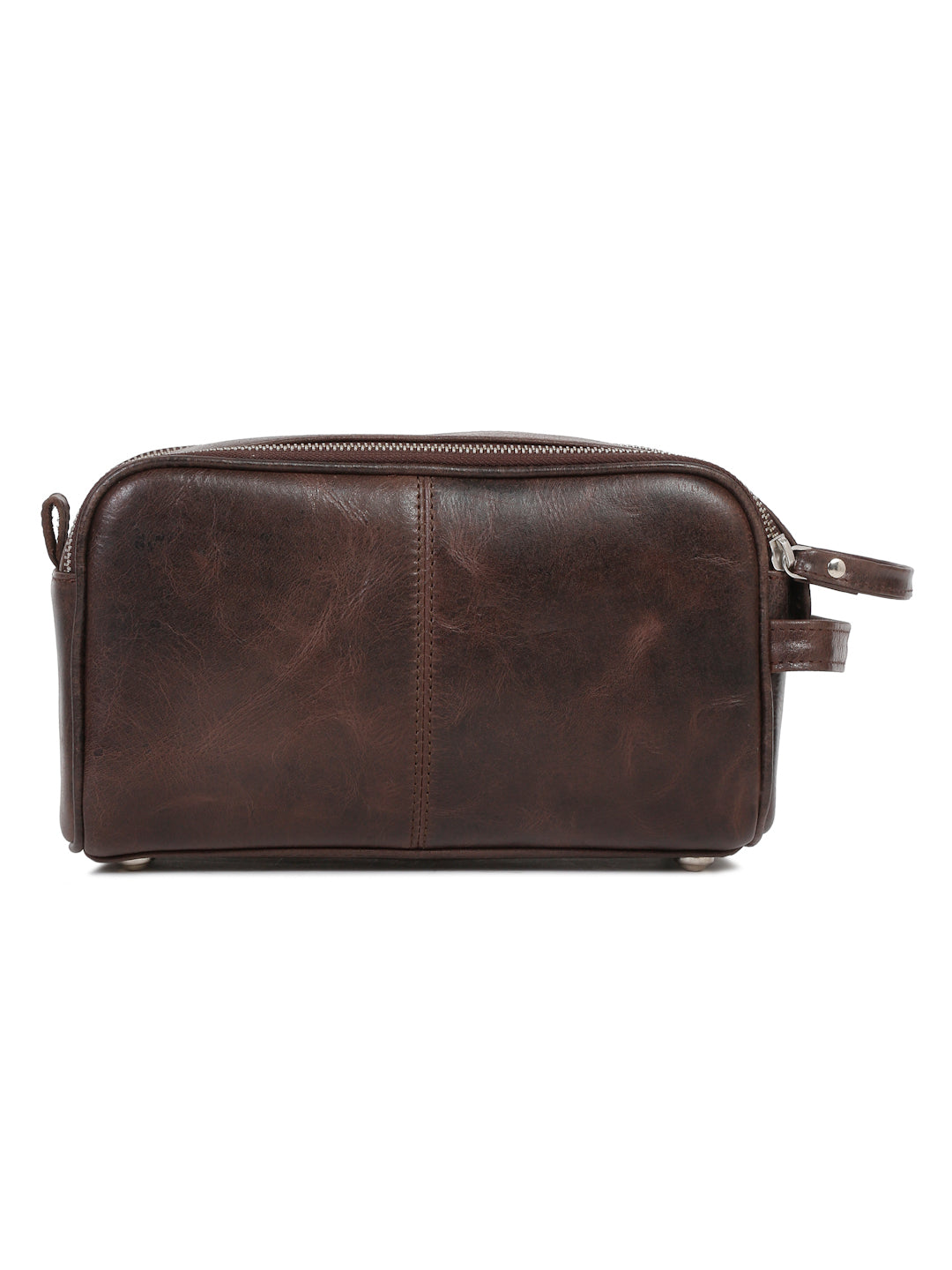 Men's Italian Leather Toiletry Kit Travel Organizer Pouch with Multiple Compartments