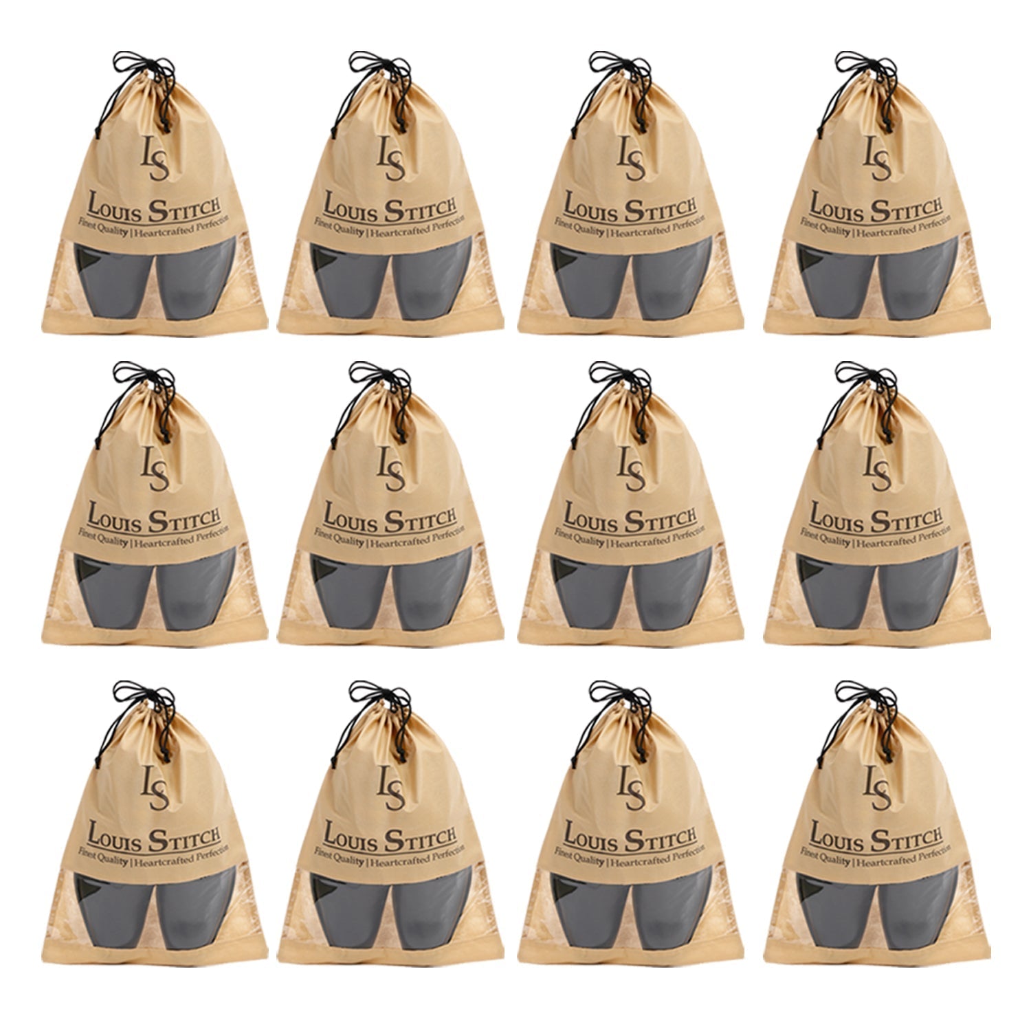  Non Woven Shoe Bag Pack Of  12 Beige See-Thru