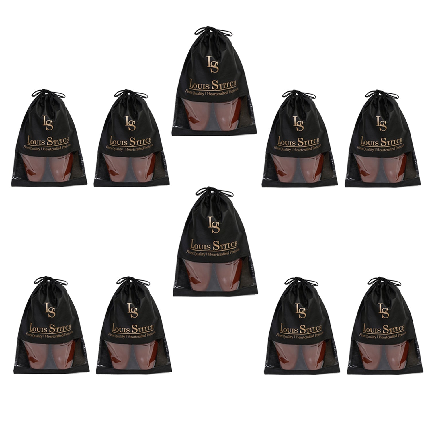 Non Woven Shoe Bag Pack Of  10 Black See-Thru