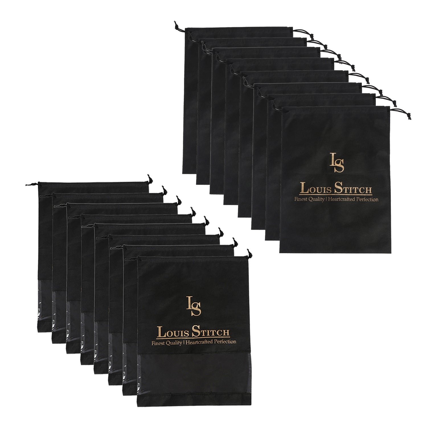  Non Woven Shoe Bag Pack Of  16 Black Plain & See Thru