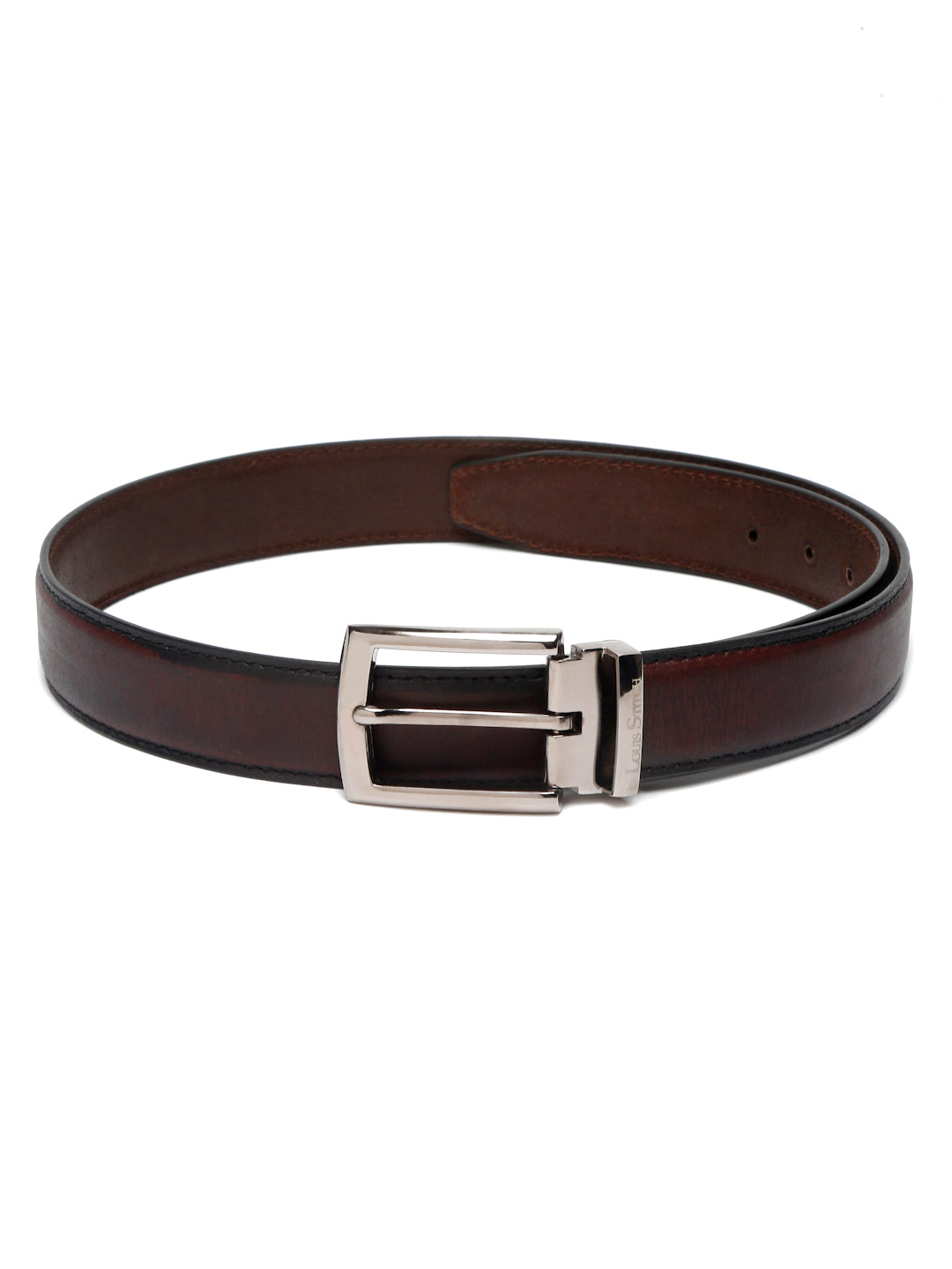 LOUIS STITCH Men's Rust Brown Italian Raw Leather Belt Premium Hand Padded Casual Belts for Men