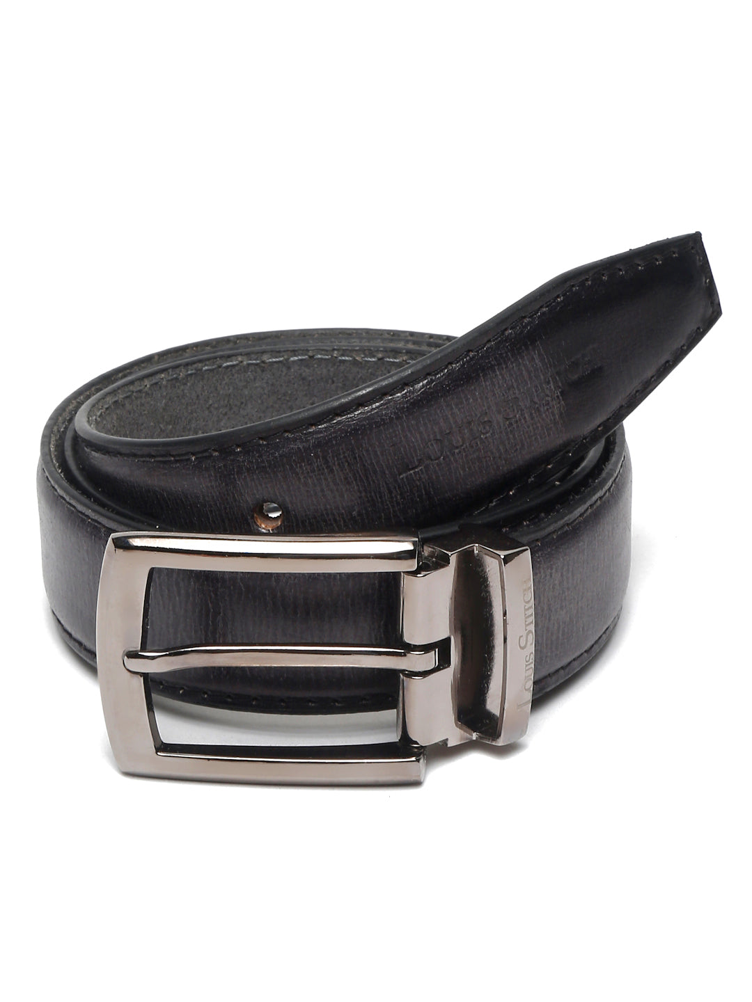 Olive Black LOUIS STITCH Men's Olive Black Italian Raw Leather Belt Premium Hand Padded Casual Belts for Men