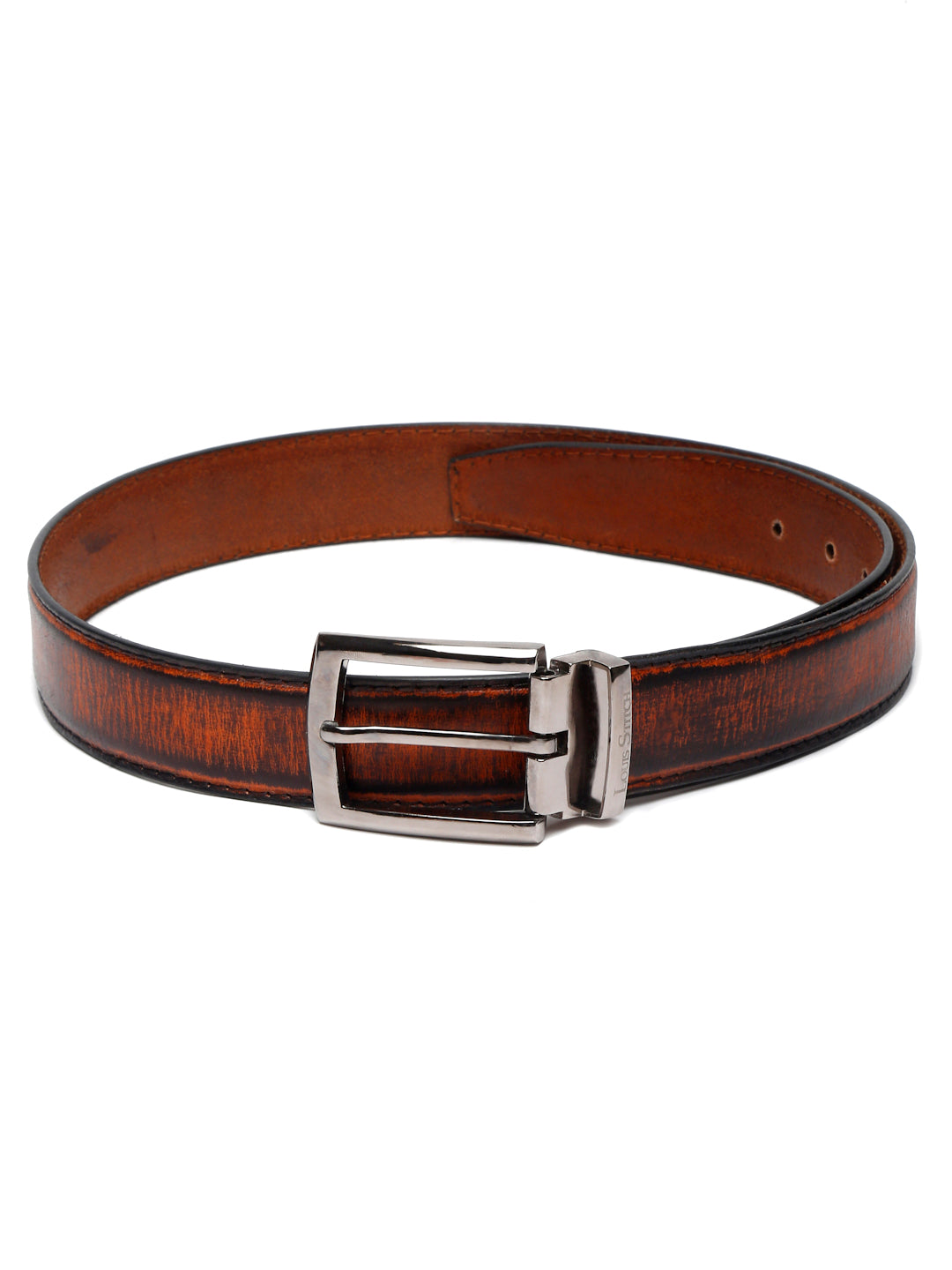 LOUIS STITCH Men's Russet tan Italian Raw Leather Belt Premium Hand Padded Casual Belts for Men