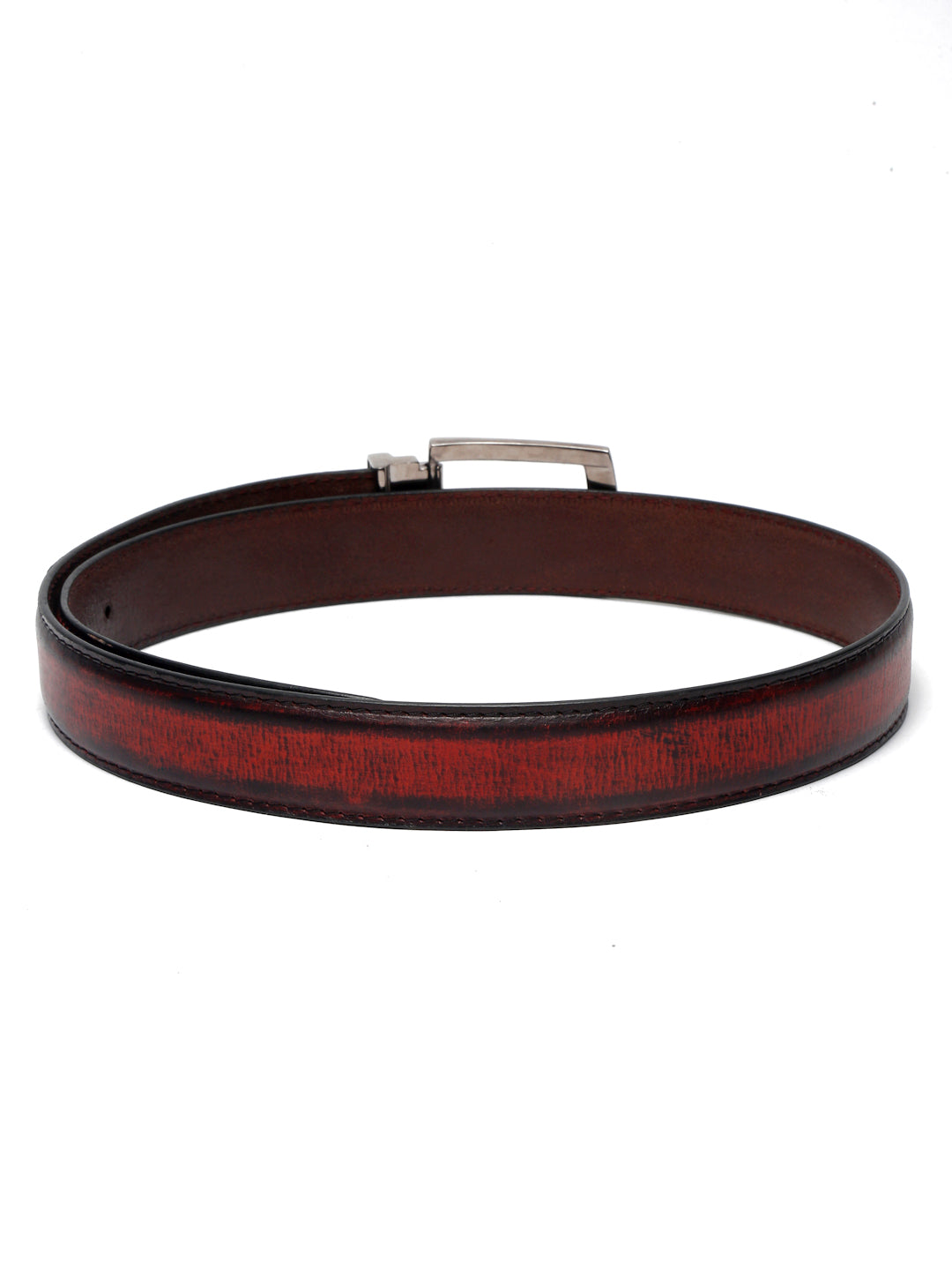 LOUIS STITCH Men's Rosewood Red Italian Raw Leather Belt Premium Hand Padded Casual Belts for Men