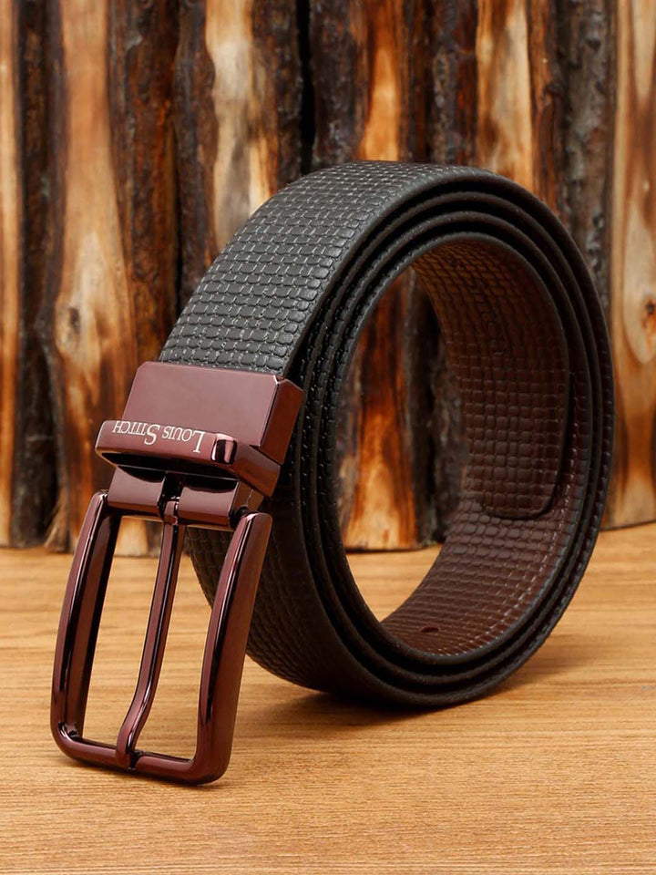 Black Men'S Black & Brown Formal Italian Leather Reversible Belt For Men