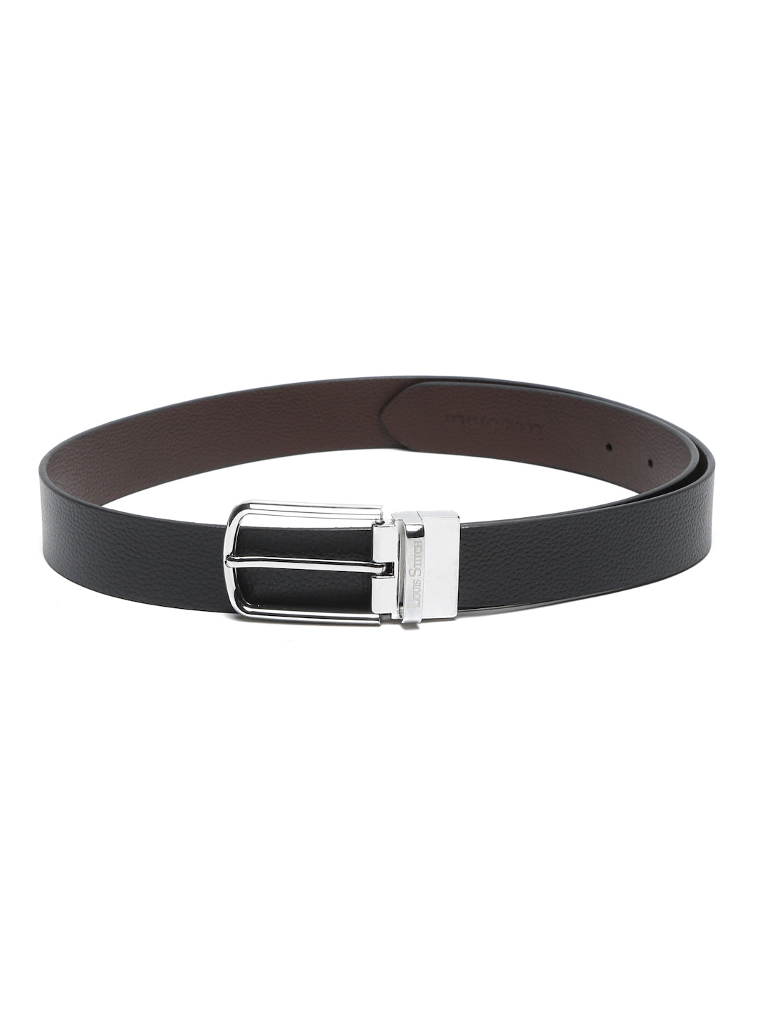 Black/Brown/Chrome Men's Black & Brown Formal Italian Leather Reversible Belt For Men