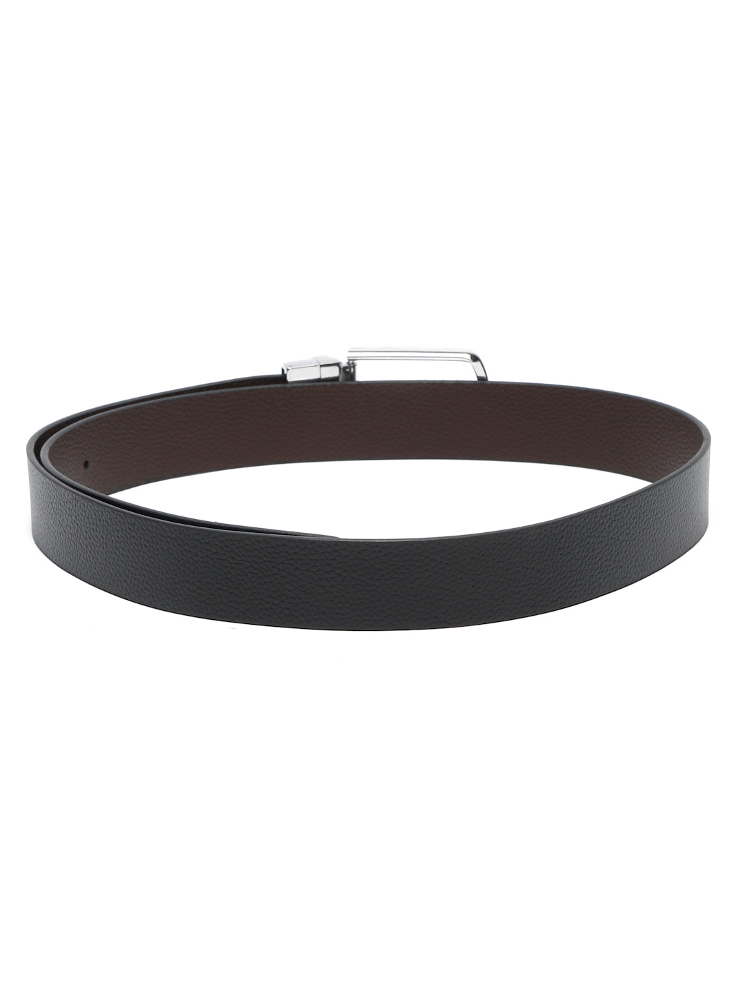 Black/Brown/Chrome Men's Black & Brown Formal Italian Leather Reversible Belt For Men